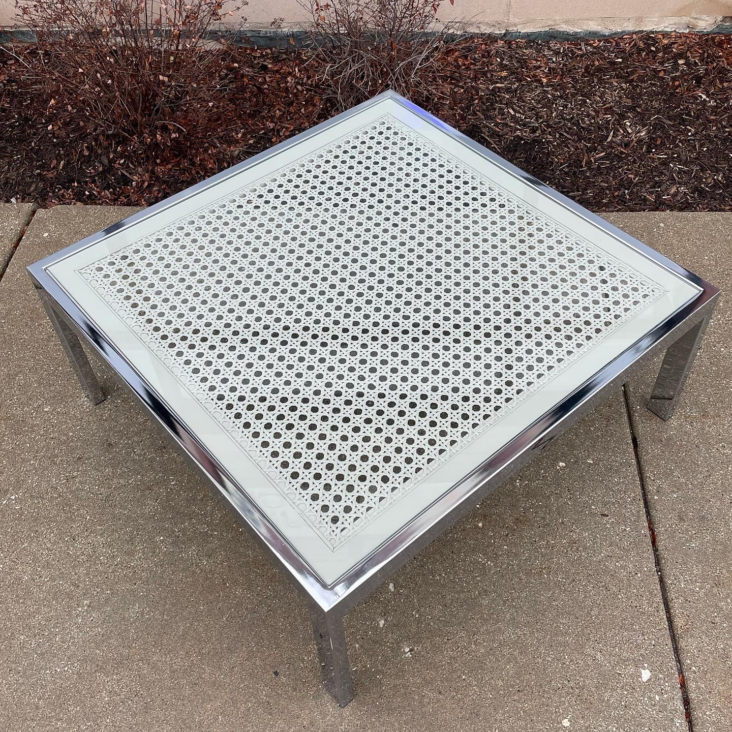 Mid-Century Modern Chrome and Cane Coffee Table by Milo Baughman