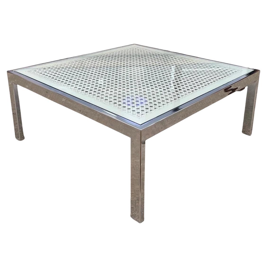 Chrome and Cane Coffee Table by Milo Baughman