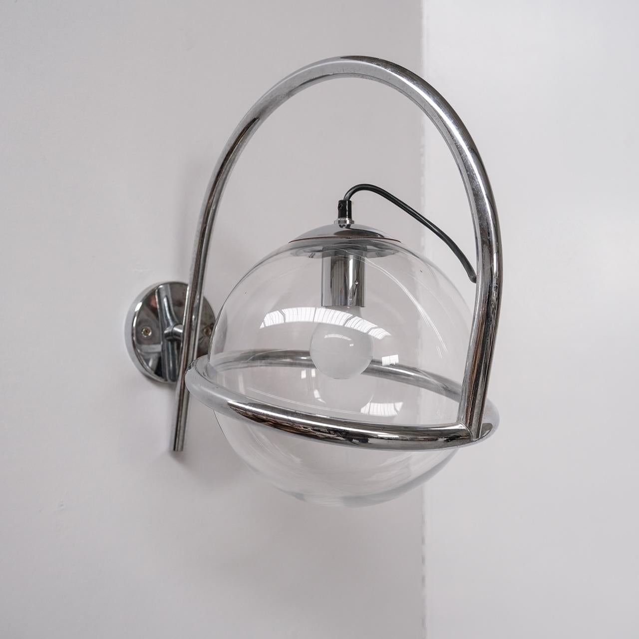 Chrome and Clear Glass Midcentury Kinkeldey Wall Lights '3 Available' For Sale 1