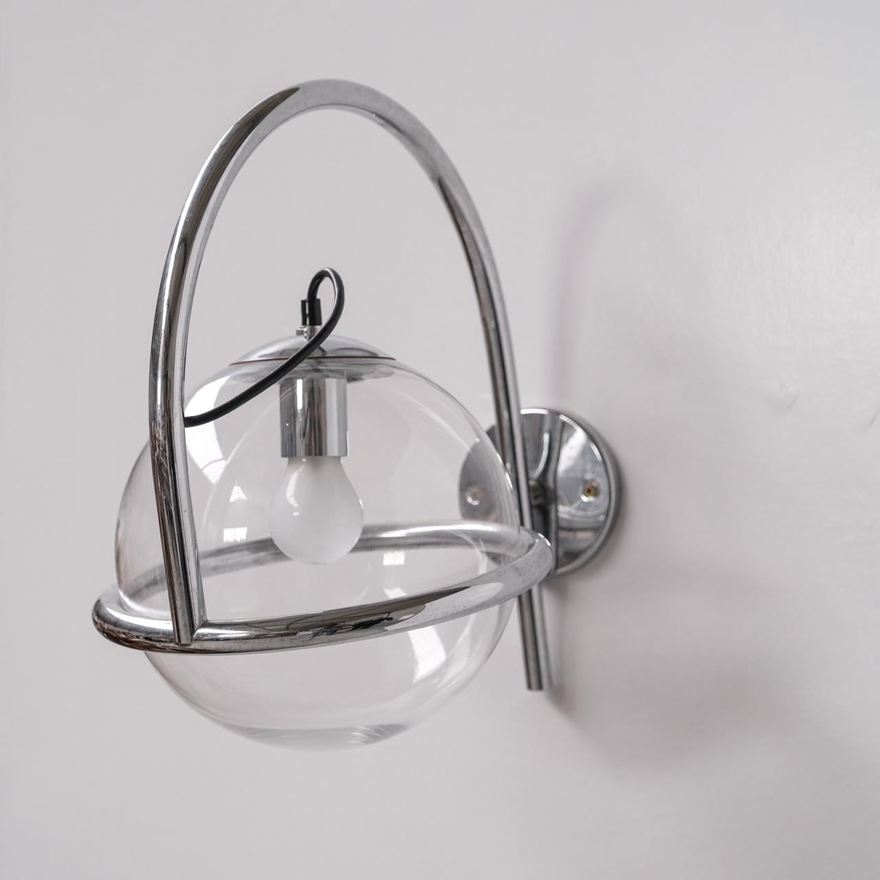 Chrome and Clear Glass Midcentury Kinkeldey Wall Lights '3 Available' For Sale 2
