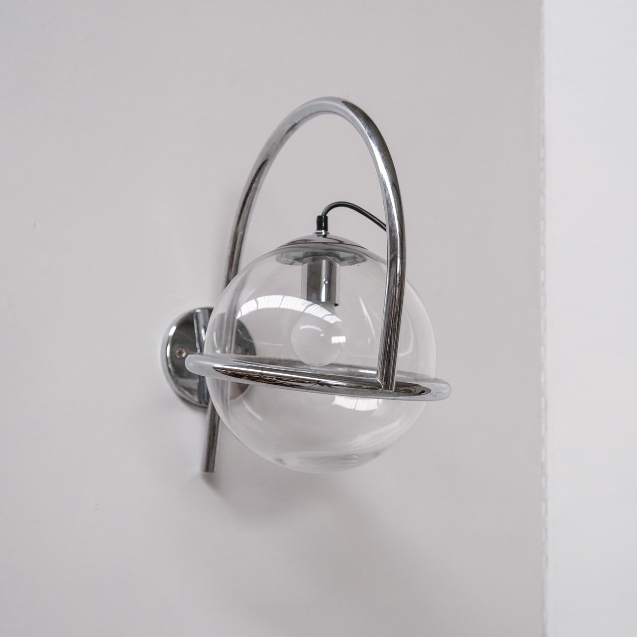 Chrome and Clear Glass Midcentury Kinkeldey Wall Lights '3 Available' For Sale 3