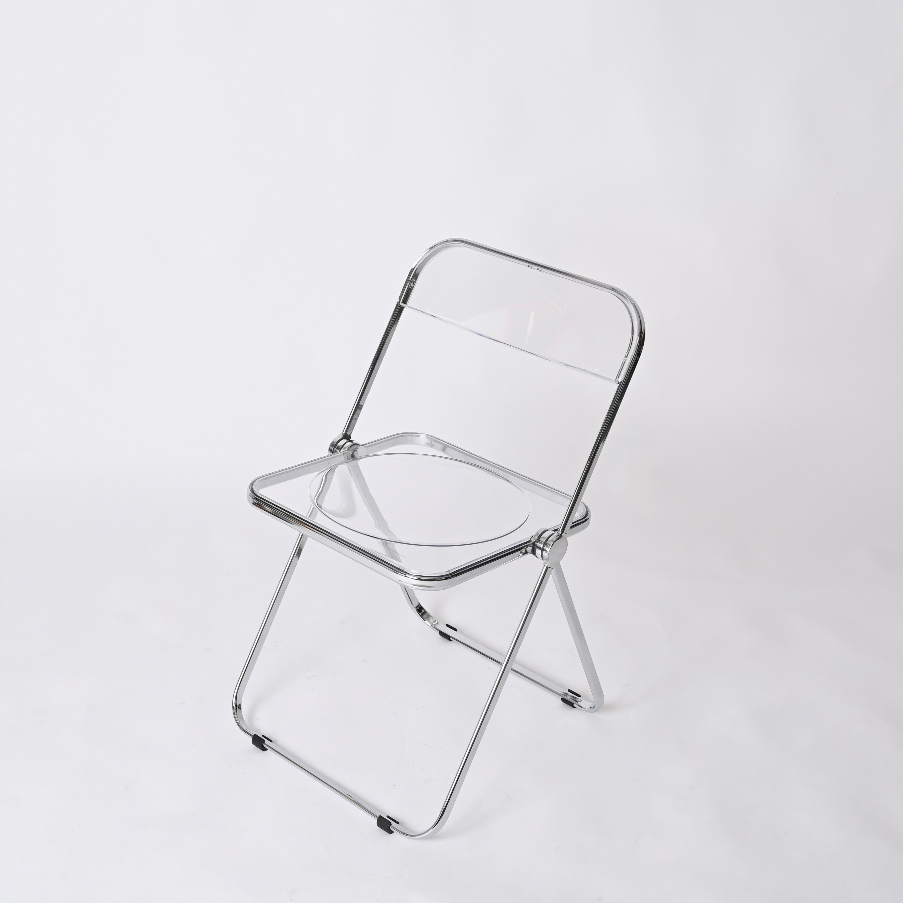 Sedia Foldes in cromo e lucite trasparente di Anonima Castelli, anni '70 in vendita 7