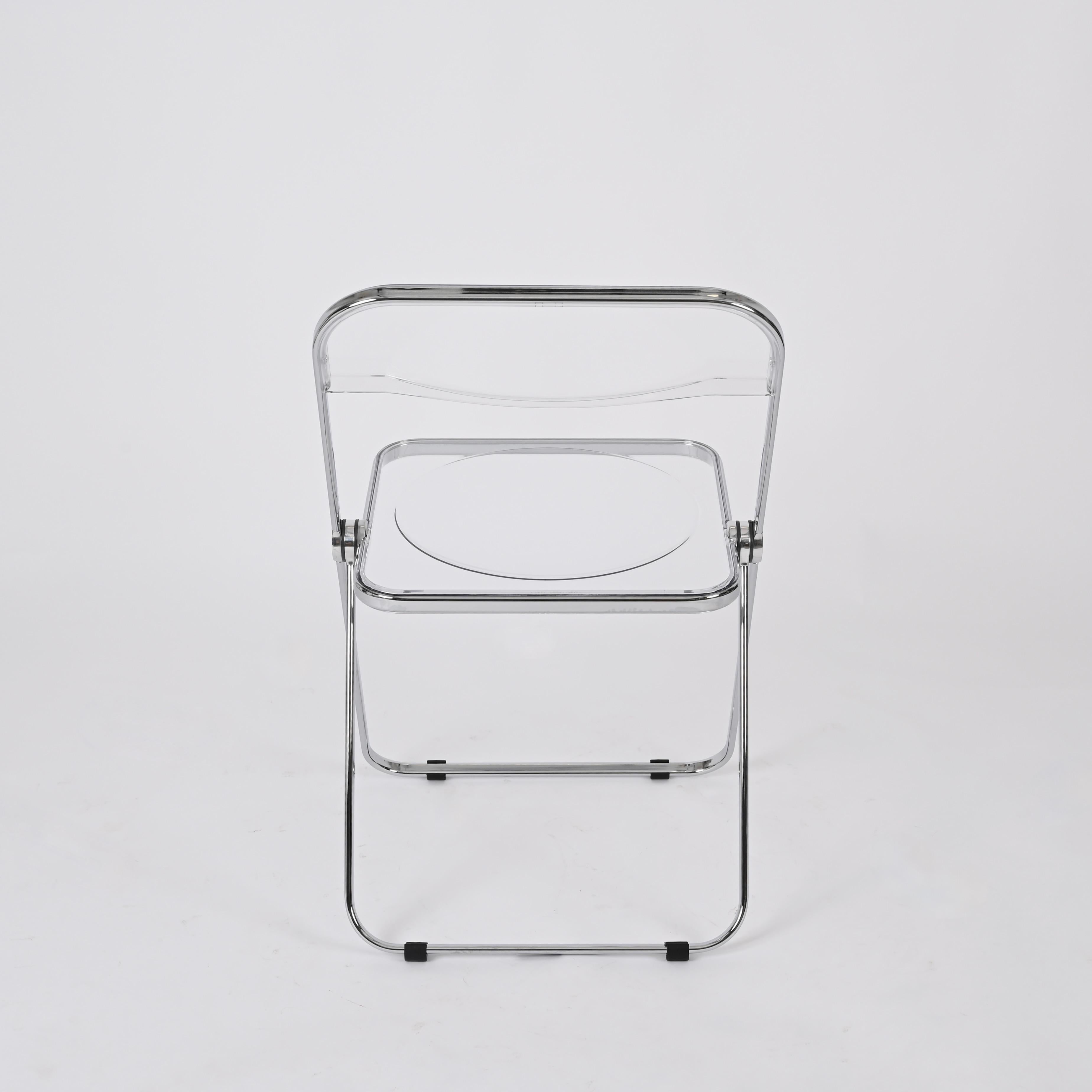 Sedia Foldes in cromo e lucite trasparente di Anonima Castelli, anni '70 in vendita 9