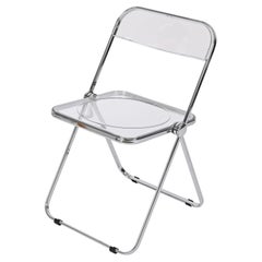 Chrome and Clear Lucite Plia Folding Chair by Anonima Castelli, 1970s