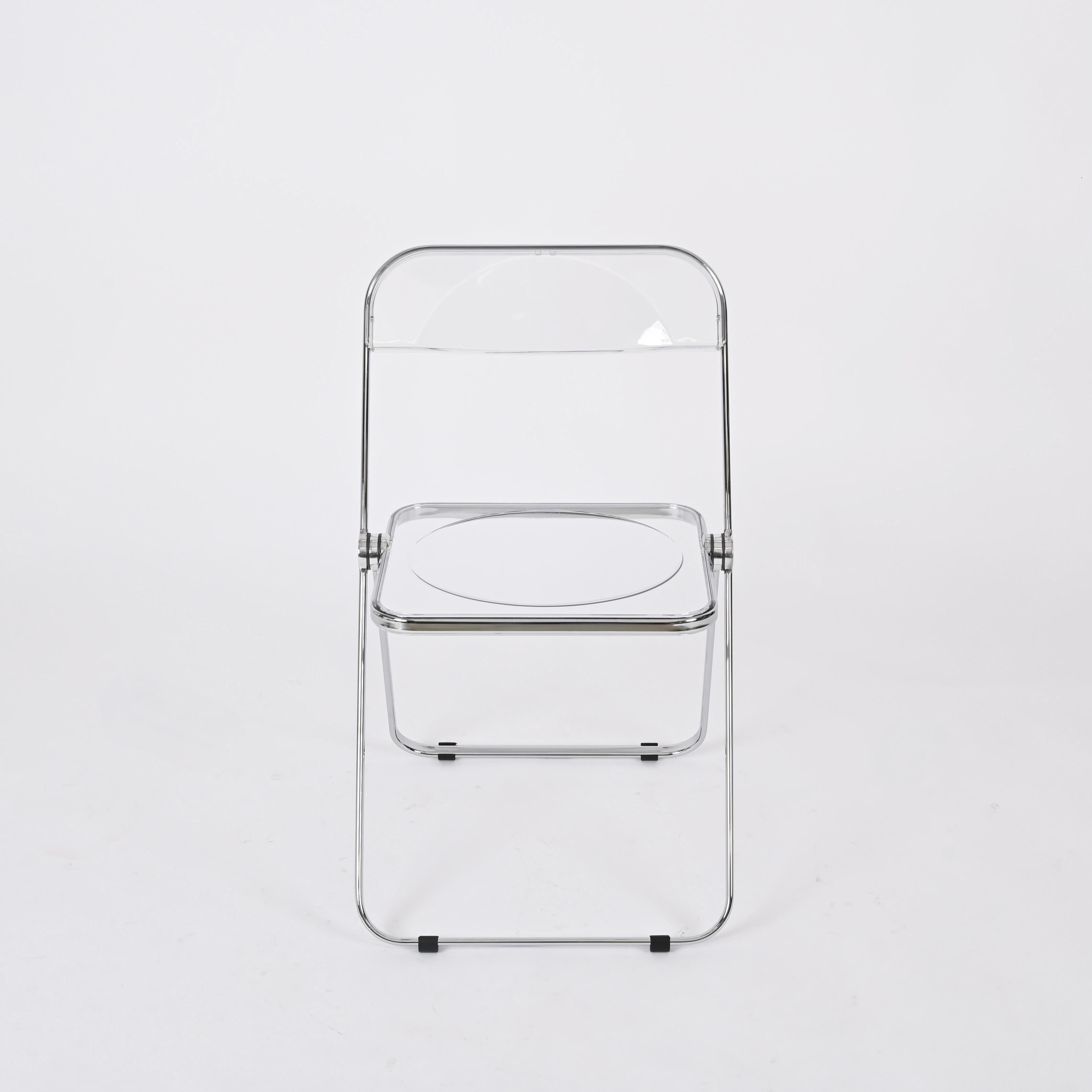 Sedia Foldes in cromo e lucite trasparente di Anonima Castelli, anni '70 in vendita 2