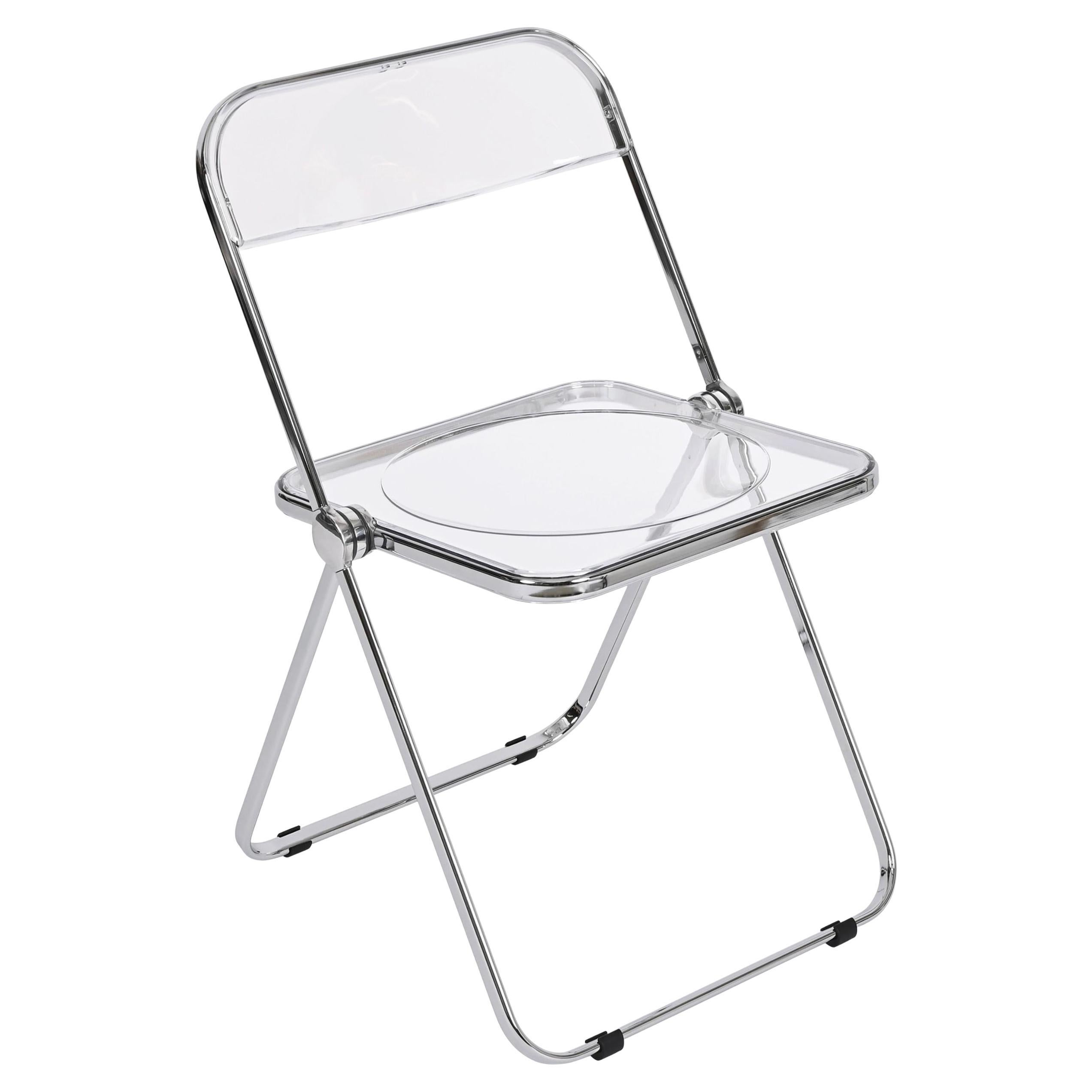Chaise pliante Plia en chrome et lucite transparente par Anonima Castelli, 1970