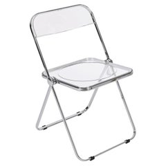 Vintage Chrome and Clear Lucite Plia Folding Chair by Anonima Castelli, 1970s