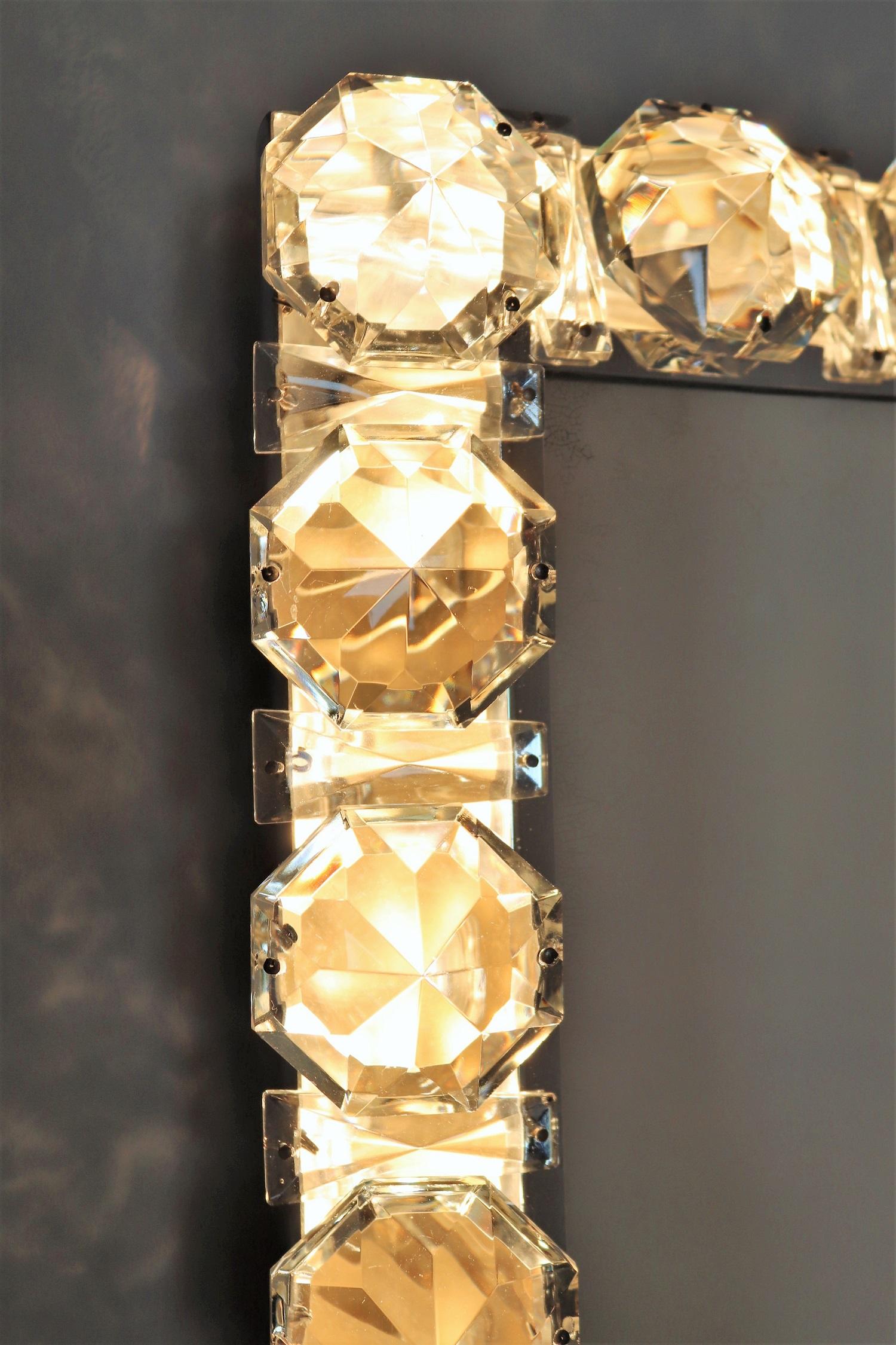 Chrome and Crystal Illuminated Luxury Mirror by Bakalowits & Söhne Austria, 1960 4