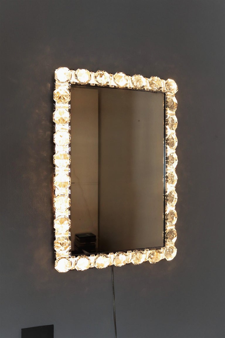 Chrome and Crystal Illuminated Luxury Mirror by Bakalowits and Söhne Austria, 1960 at 1stdibs
