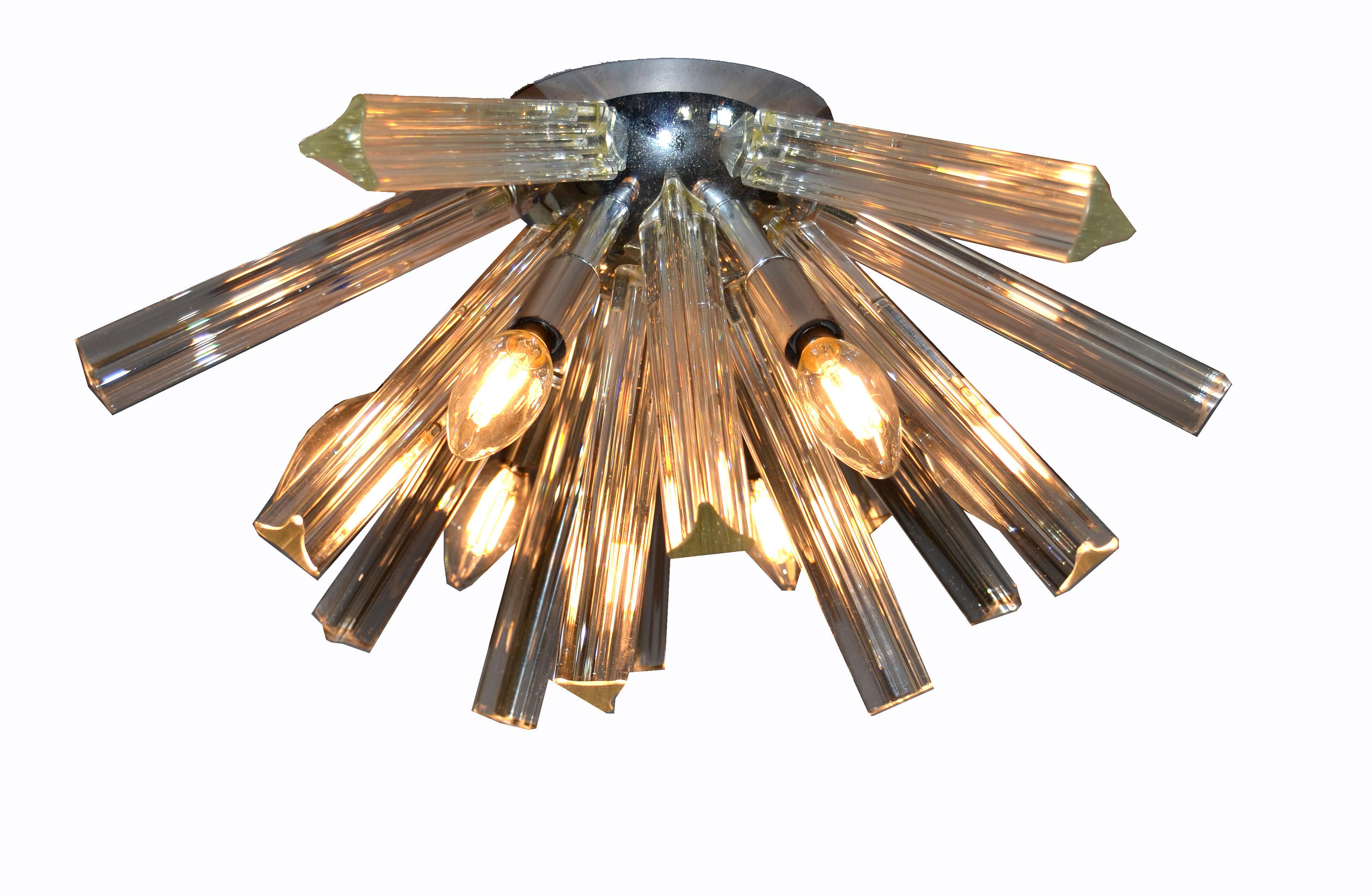 Chrome and Crystal Sputnik Ceiling Light Fixture 4