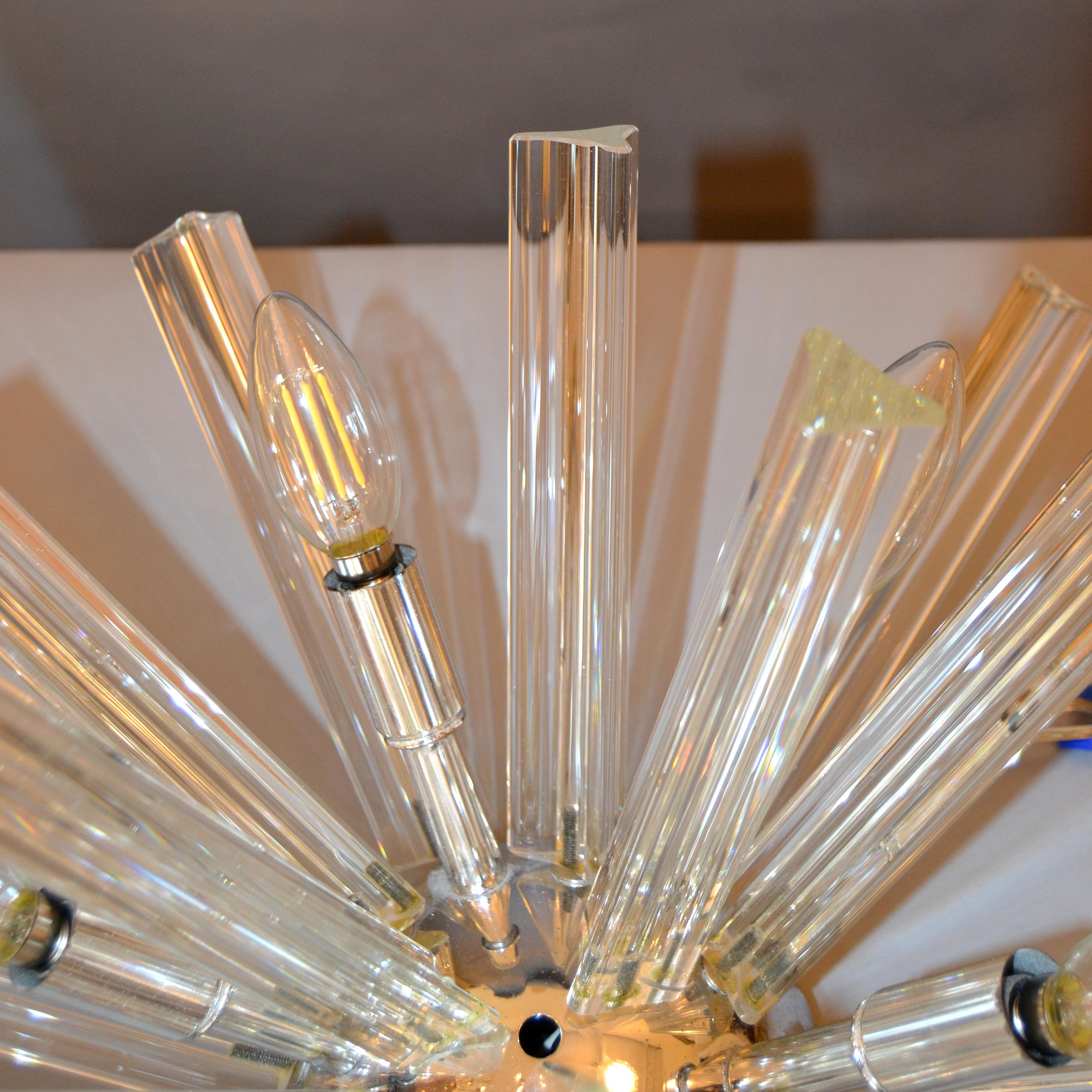 Chrome and Crystal Sputnik Ceiling Light Fixture In Good Condition In Miami, FL