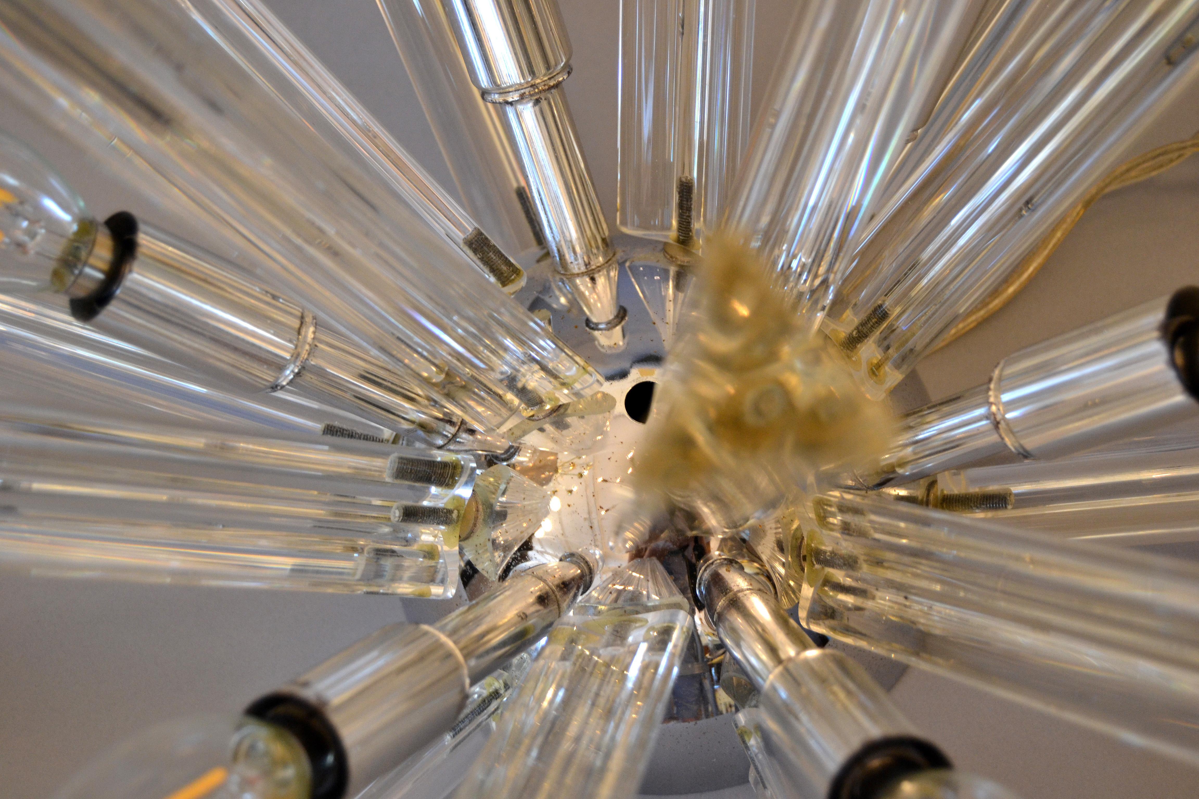 20th Century Chrome and Crystal Sputnik Ceiling Light Fixture