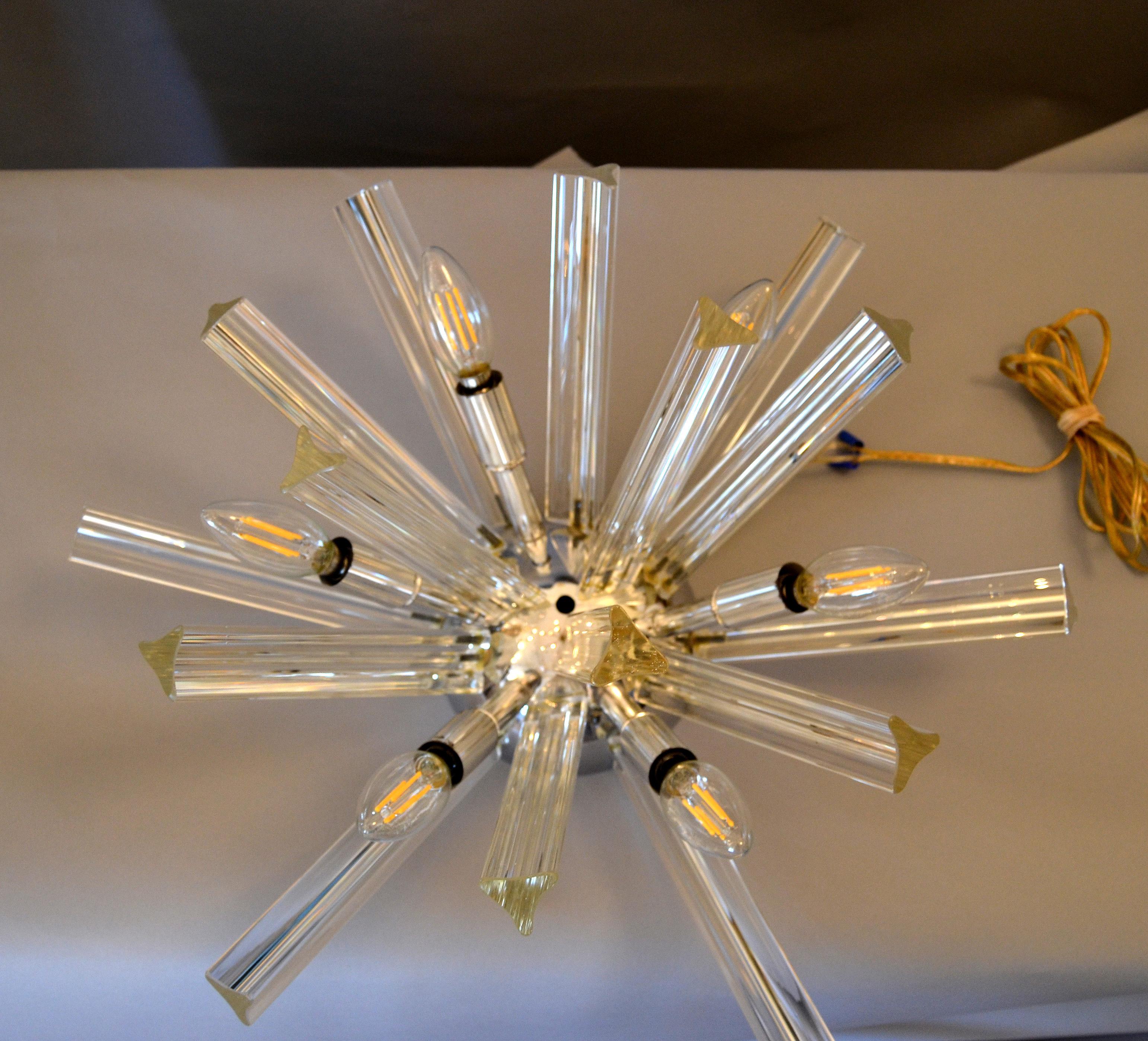 Chrome and Crystal Sputnik Ceiling Light Fixture 2