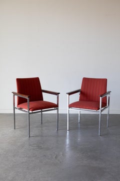 Chrome and Danish Rosewood Armchairs by Sigvard Bernadotte for France & Søn