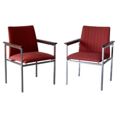 Chrome and Danish Rosewood Armchairs by Sigvard Bernadotte for France & Søn
