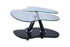 Chrome and Ebonized Wood Coffee Table with Swivel Glass Top, 1990's