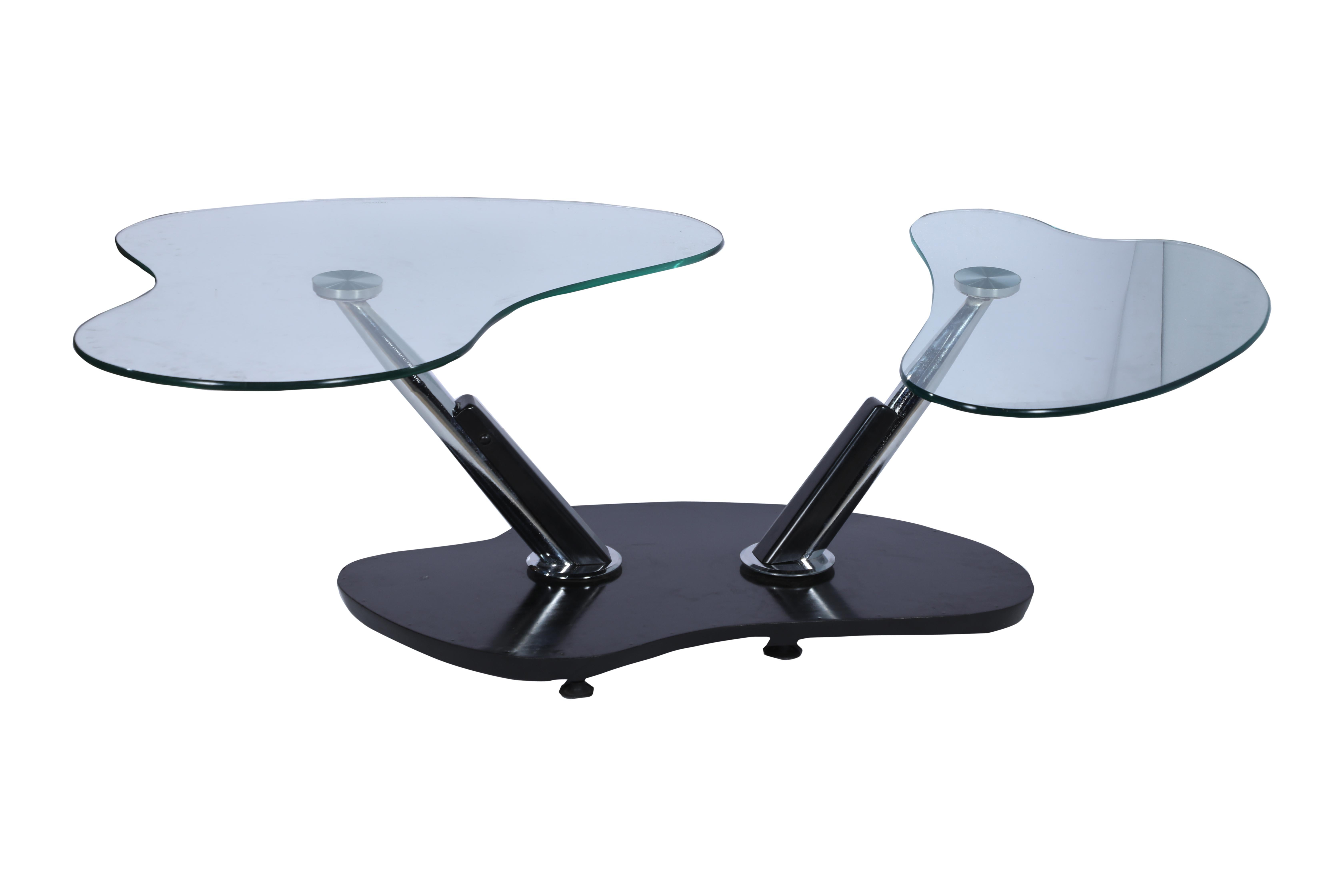 20ième siècle Table basse en chrome et bois ébénisé avec plateau en verre pivotant, années 1990 en vente