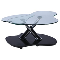 Chrome and Ebonized Wood Coffee Table with Swivel Glass Top, 1990's