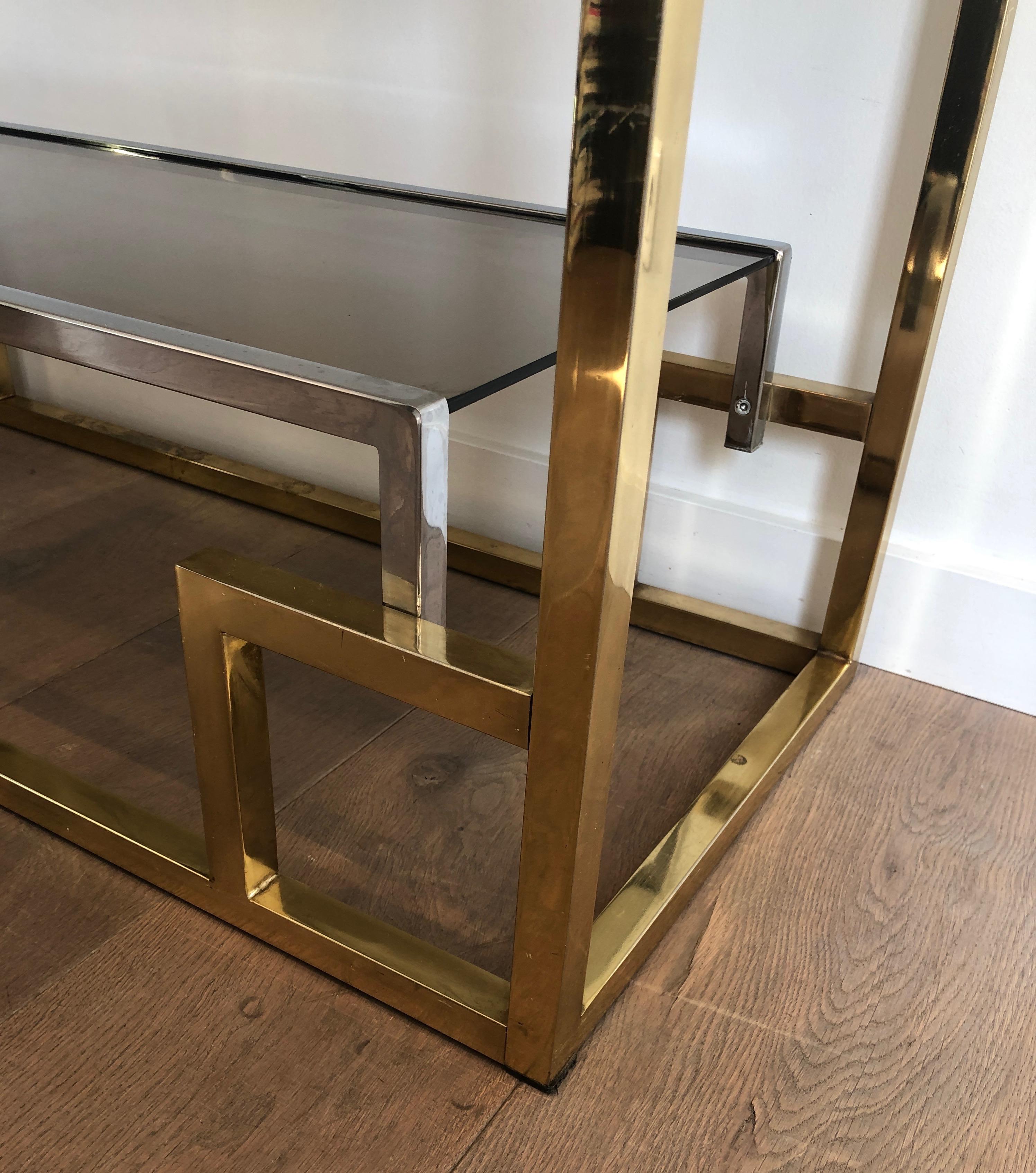 Chrome and Gilt Chrome Shelves Unit In the Style of Willy Rizzo 4