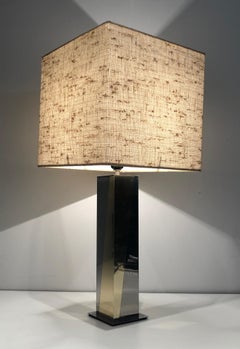 Chrome and Gilt Metal Table Lamp, French Work, Circa 1970
