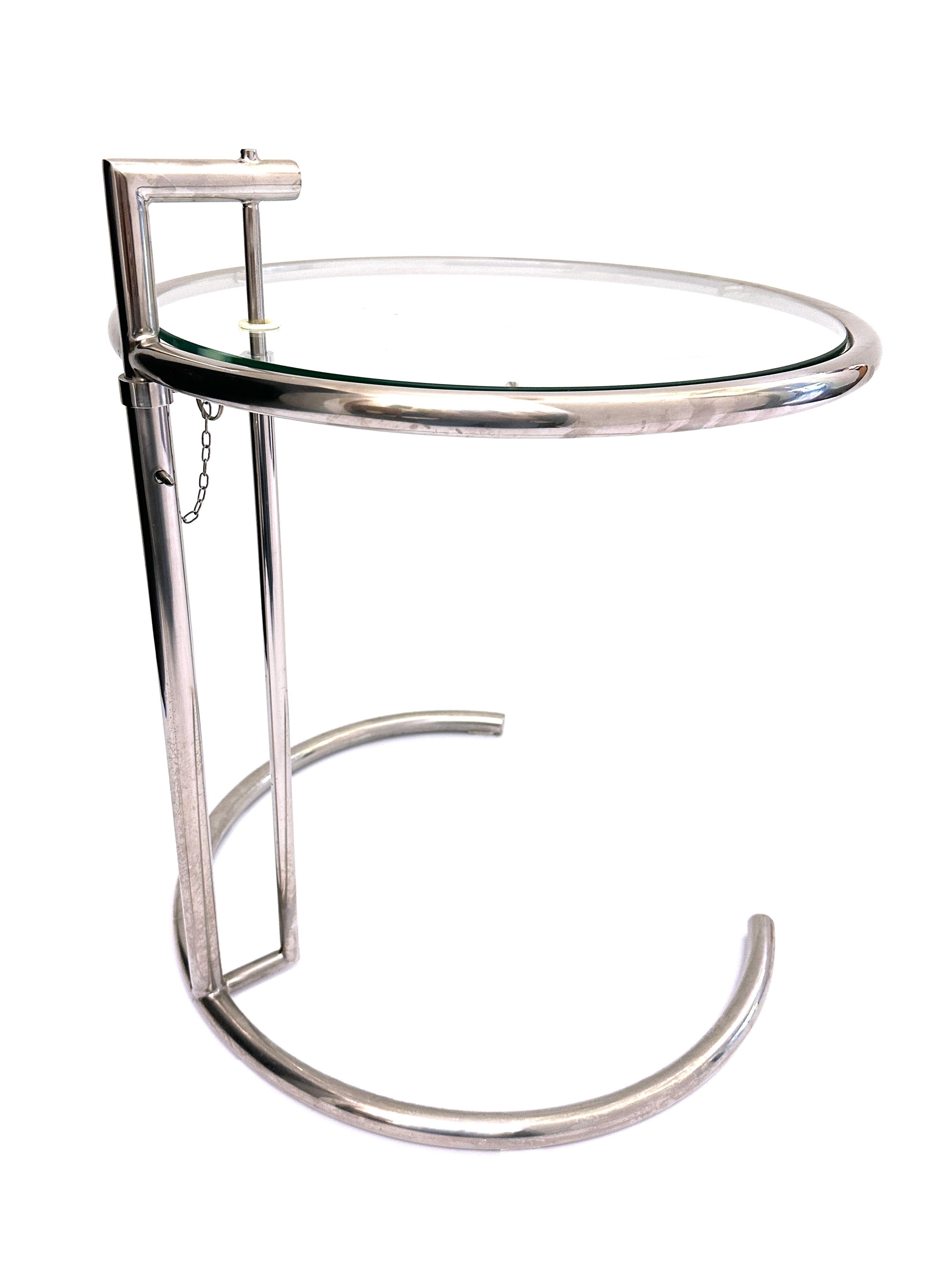 20th Century Chrome and Glas Side Table Attribited to the E-1027 Designed by Eileen Gray  For Sale
