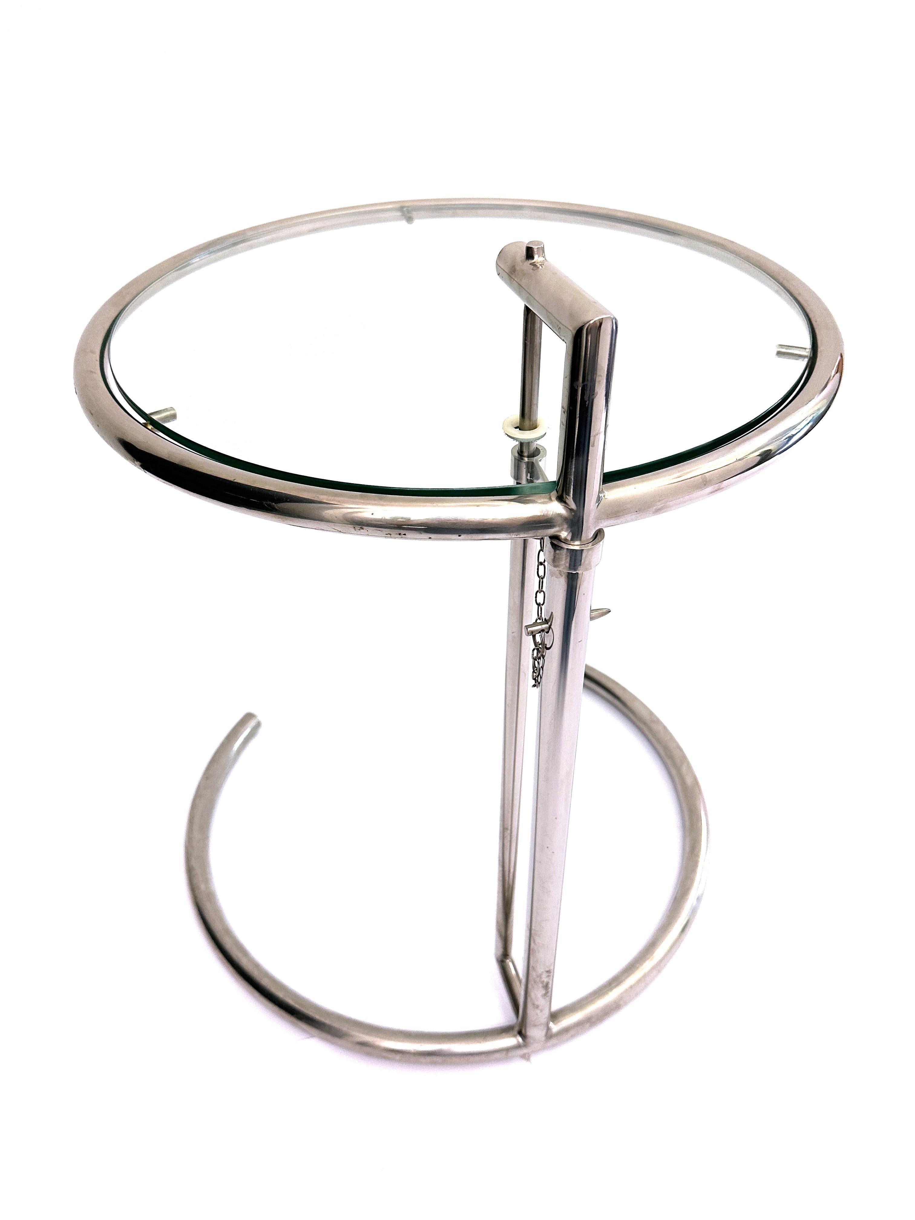 Metal Chrome and Glas Side Table Attribited to the E-1027 Designed by Eileen Gray  For Sale