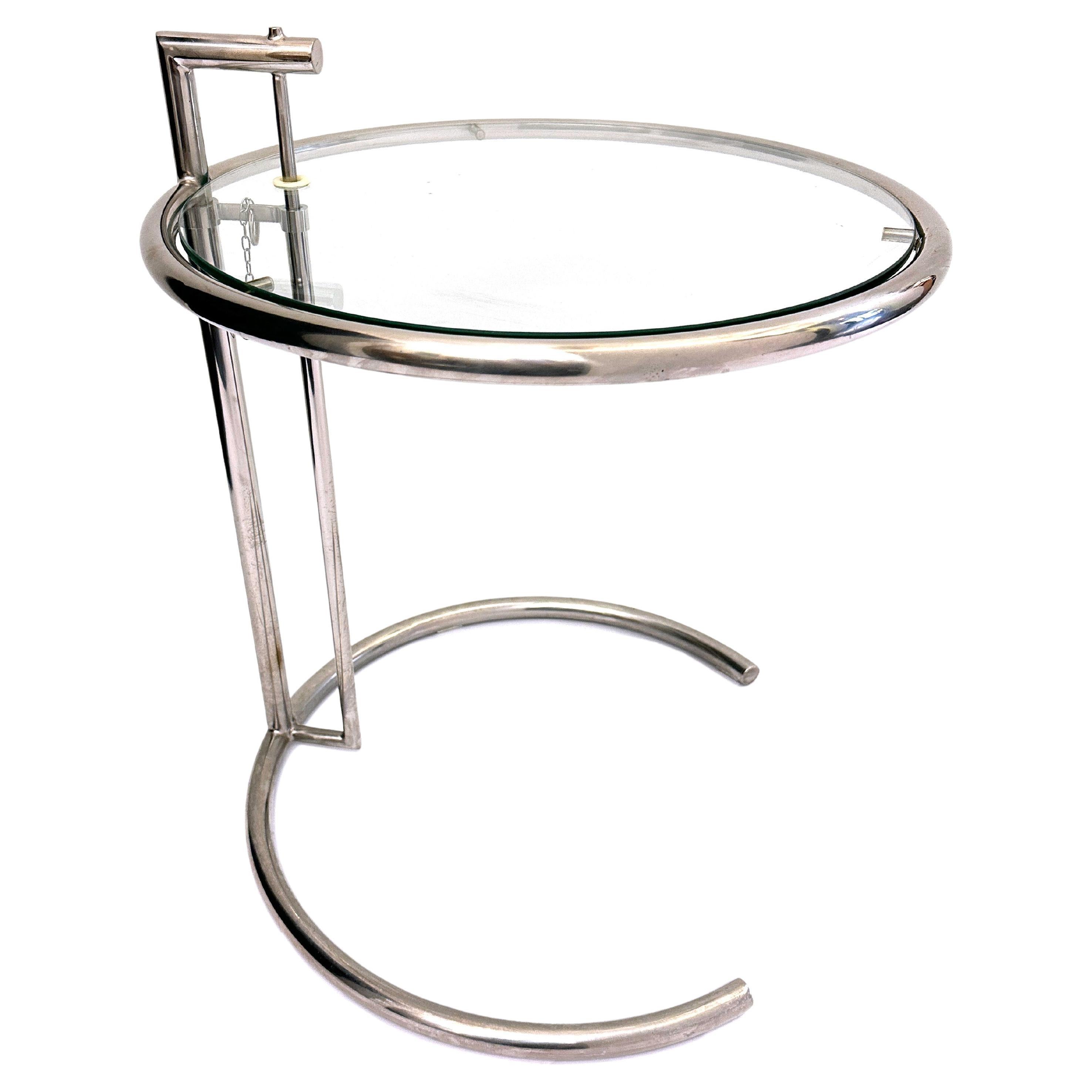 Chrome and Glas Side Table Attribited to the E-1027 Designed by Eileen Gray  For Sale
