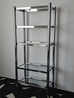 Chrome and Glass 1970s Shelving Etagere