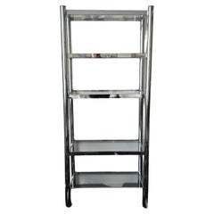 Etagère en chrome et verre des années 1970