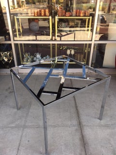 Chrome and Glass 1970s Game or Square Dining Table for Design Institute America