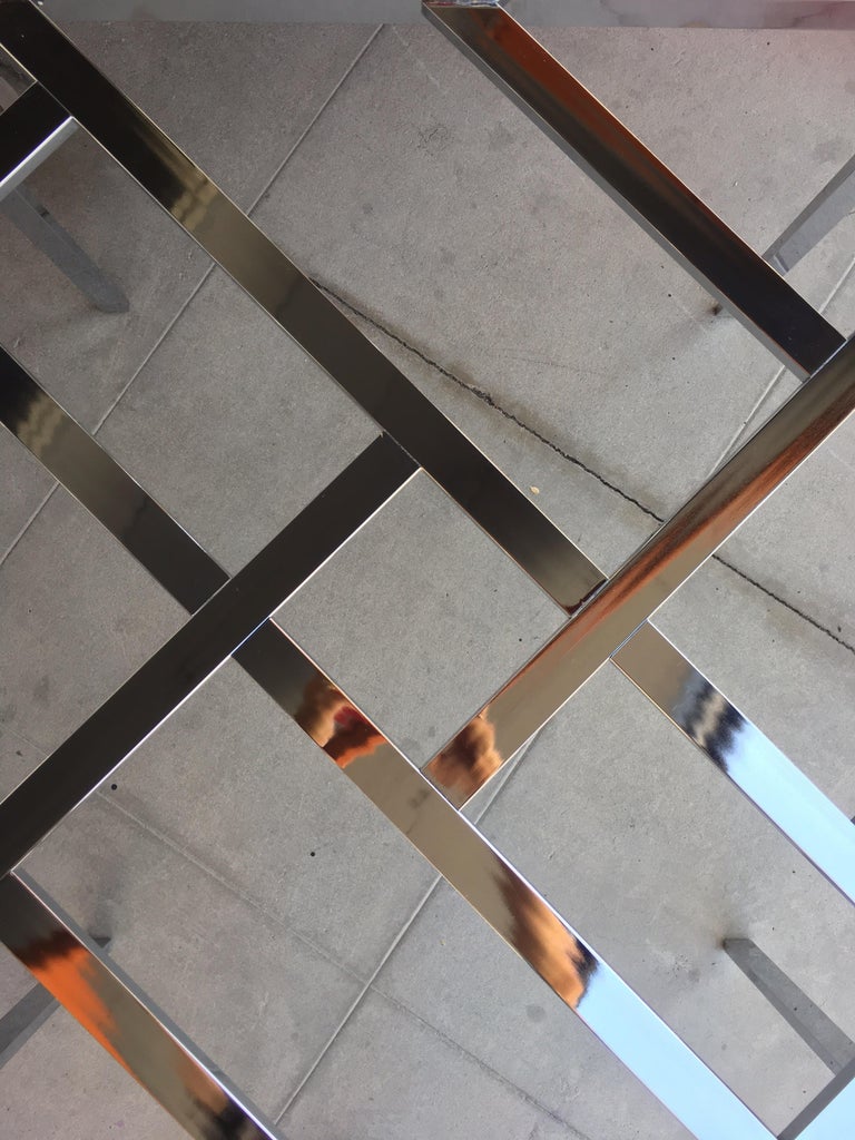 Modern Chrome and Glass 1970s Game or Square Dining Table for Design Institute America For Sale