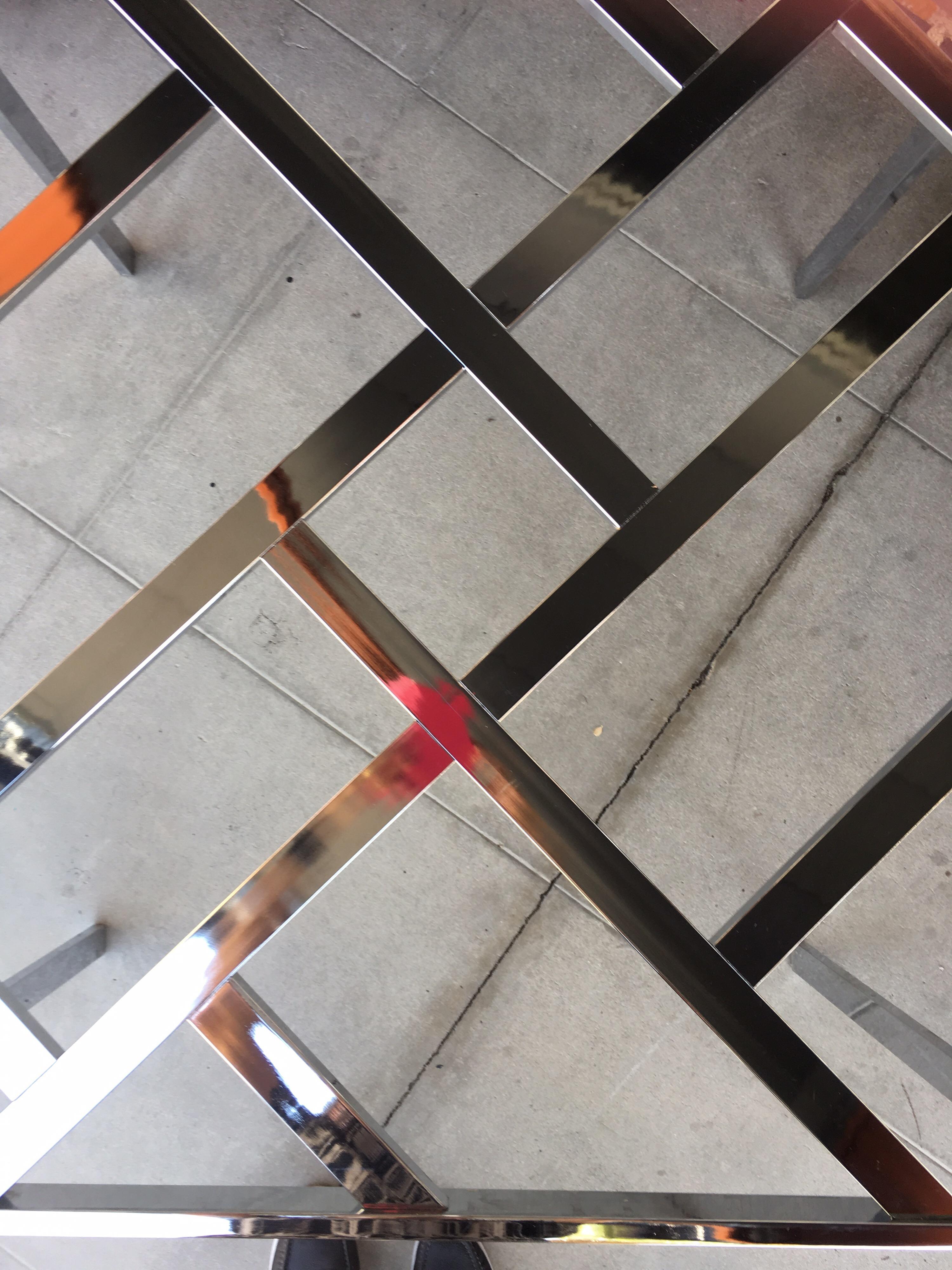 Chrome and Glass 1970s Game or Square Dining Table for Design Institute America In Good Condition For Sale In Palm Springs, CA