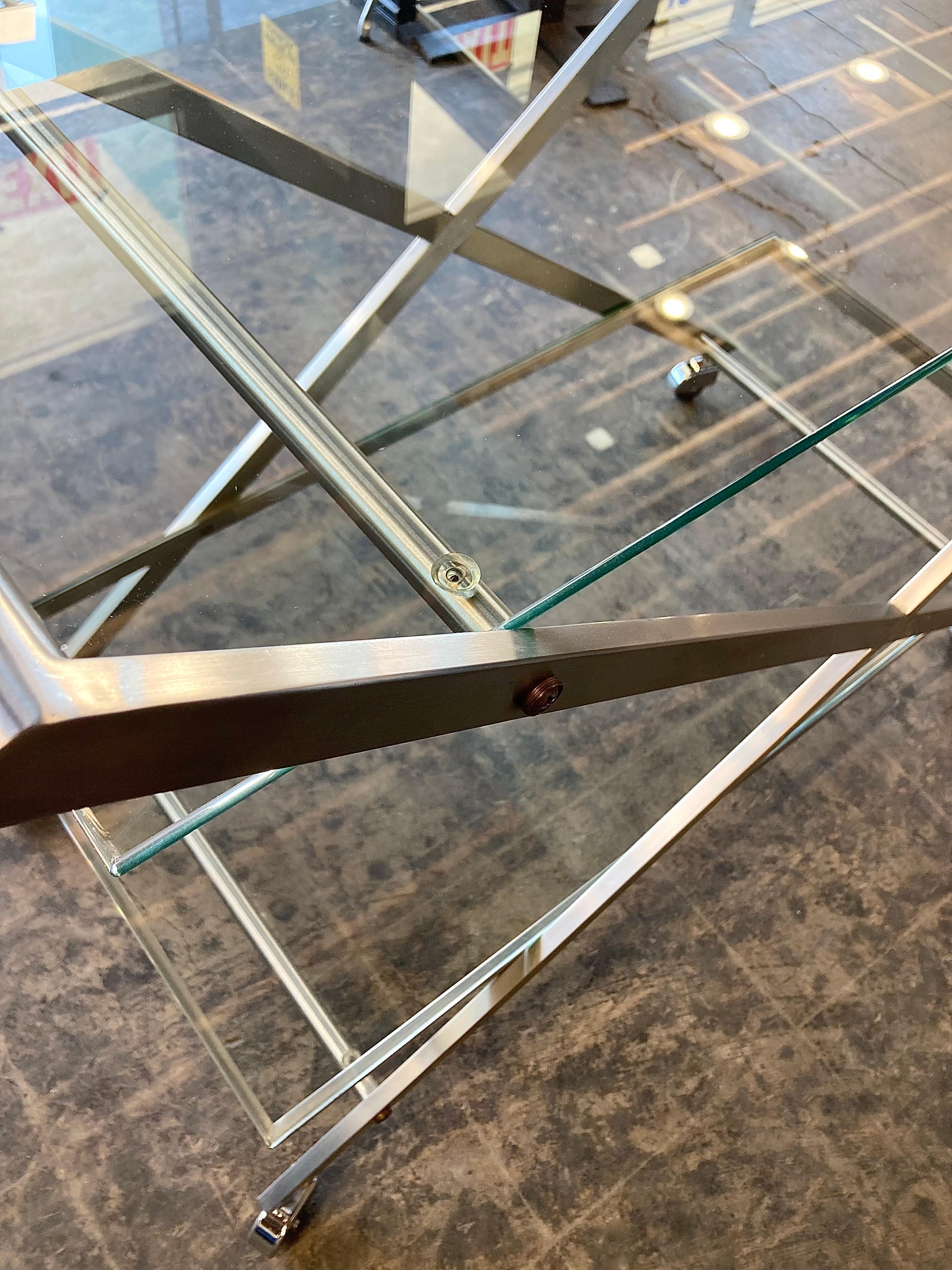 20th Century Chrome and Glass Bar Cart For Sale