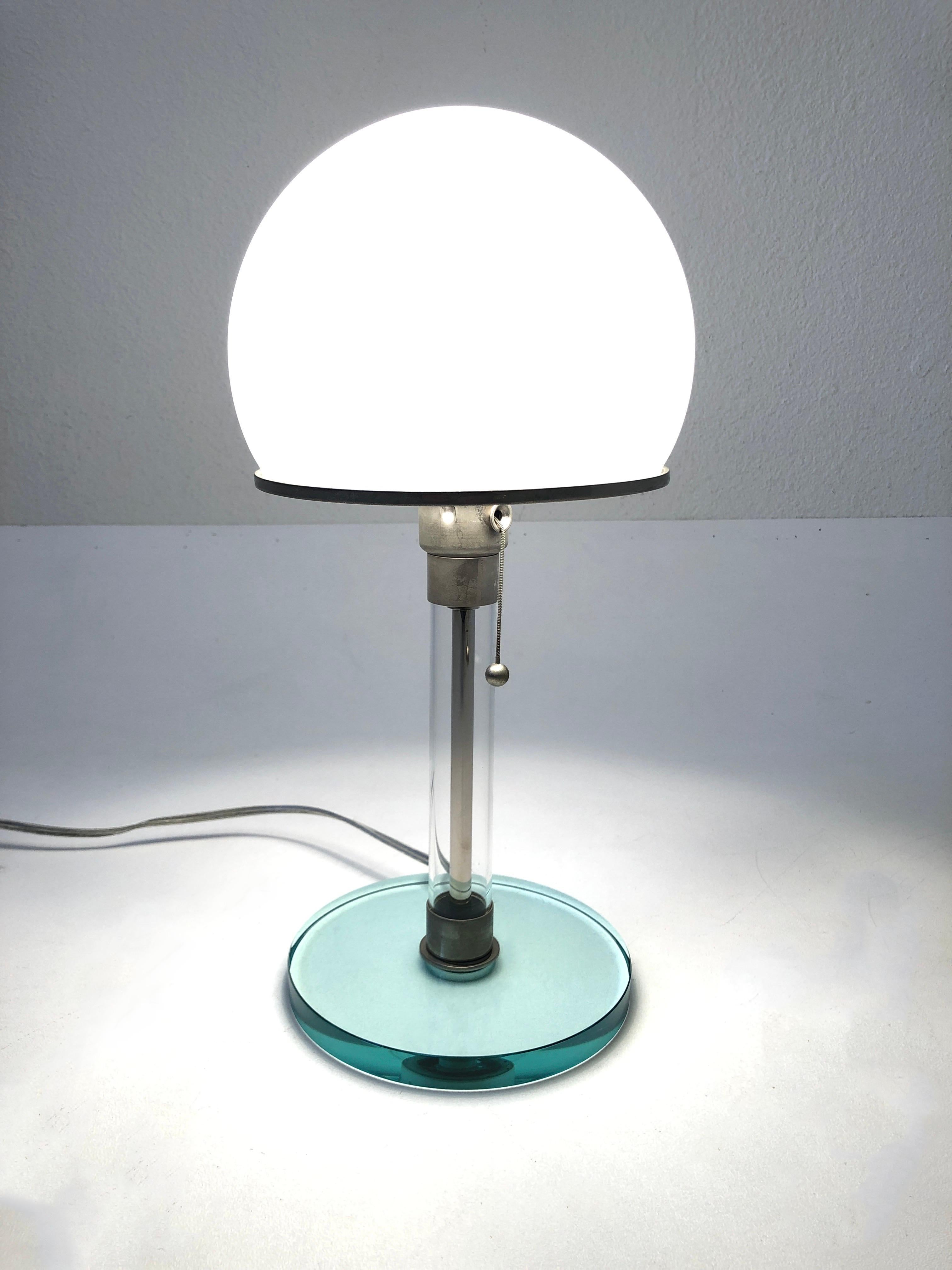 Chrome and Glass Bauhaus Table Lamp by Wilhelm Wagenfeld For Sale 3