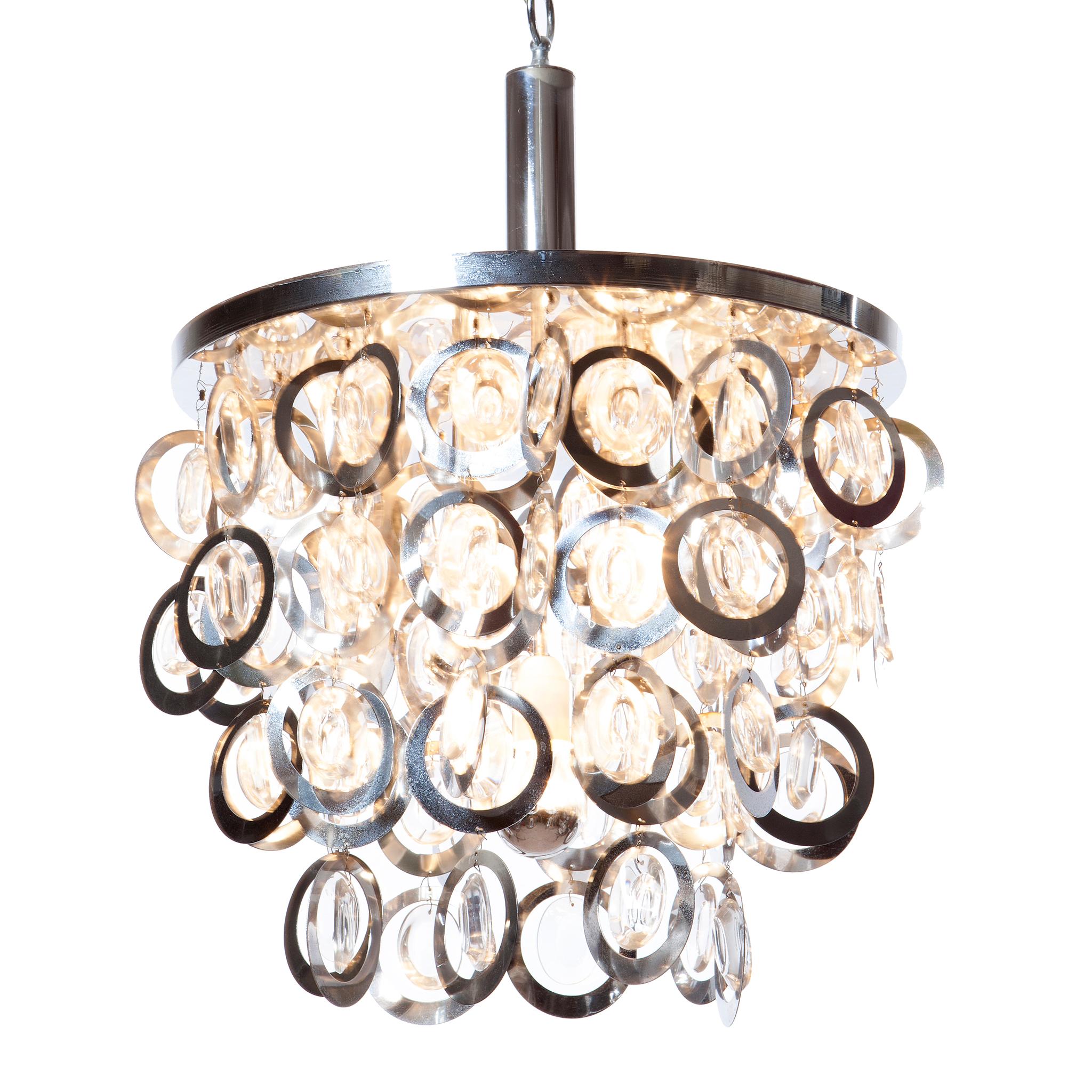 Chrome and Glass Chandelier in Style of Stilkronen, 1960s