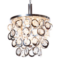 Vintage Chrome and Glass Chandelier in Style of Stilkronen, 1960s