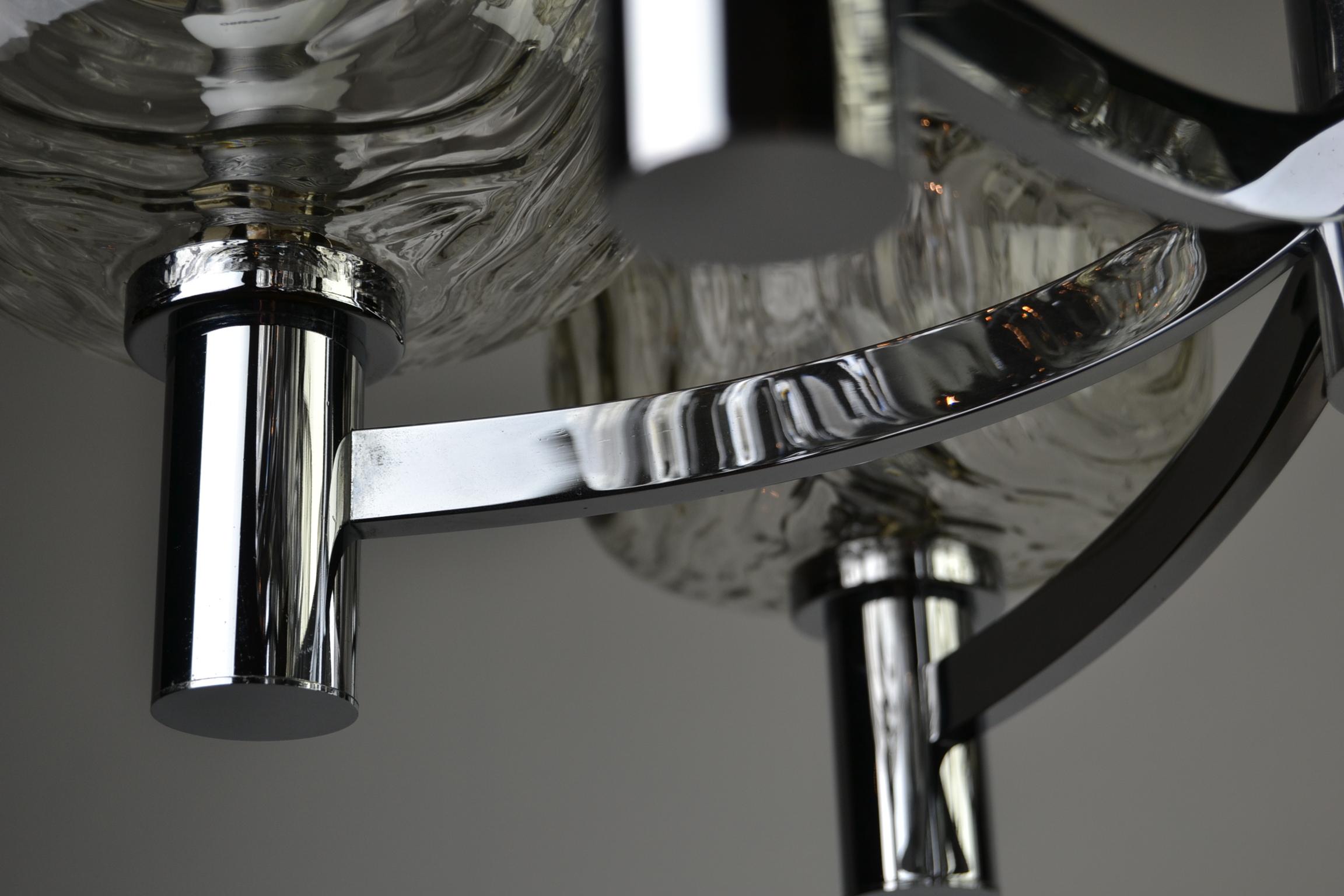 1960s Chrome and Glass Chandelier, Italy For Sale 8