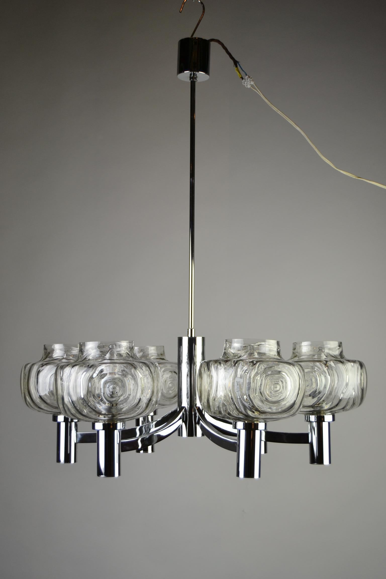 Chrome and Glass Chandelier, Italy, 1960s For Sale 12