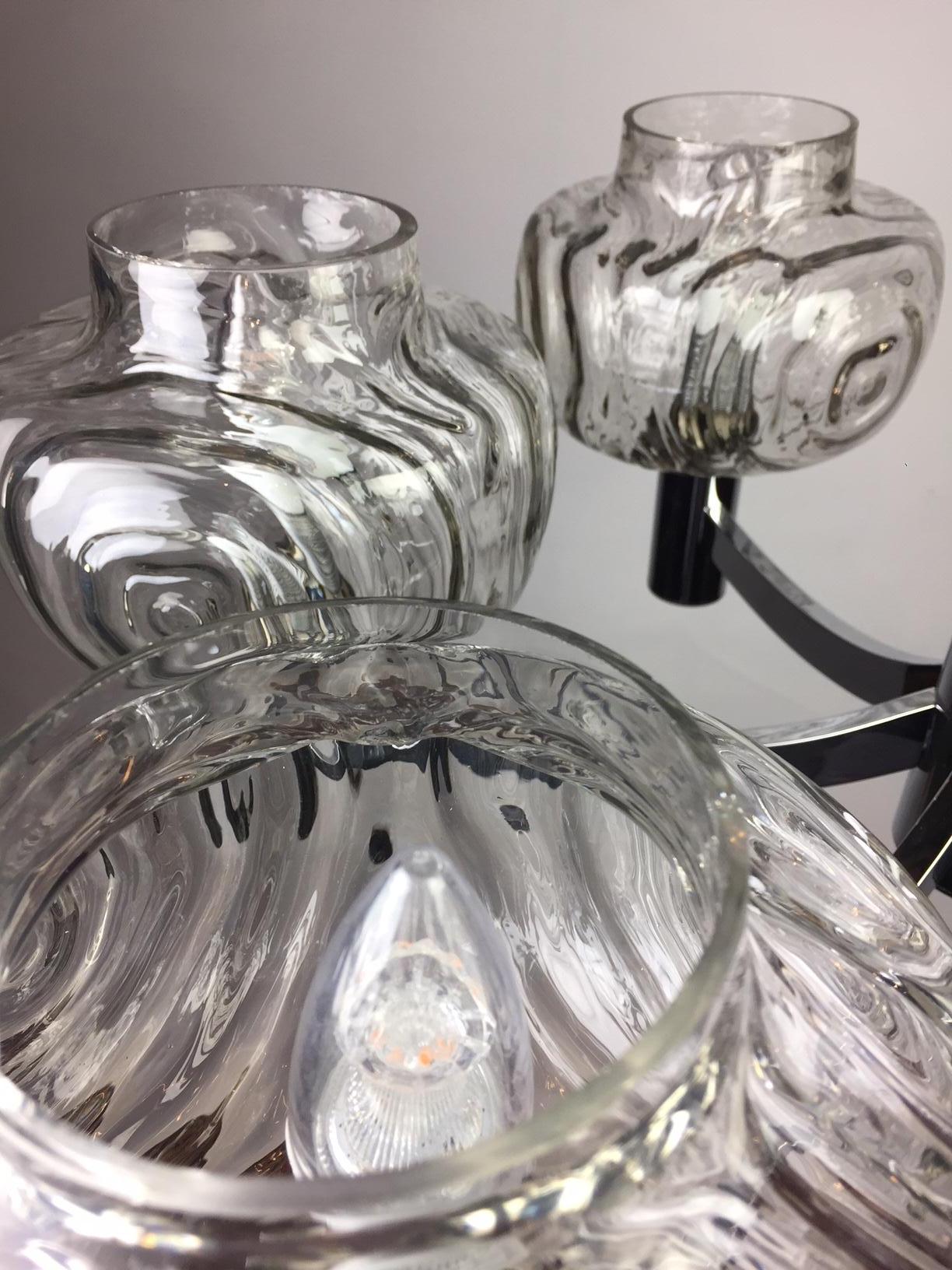 Chrome and Glass Chandelier, Italy, 1960s In Good Condition For Sale In Antwerp, BE