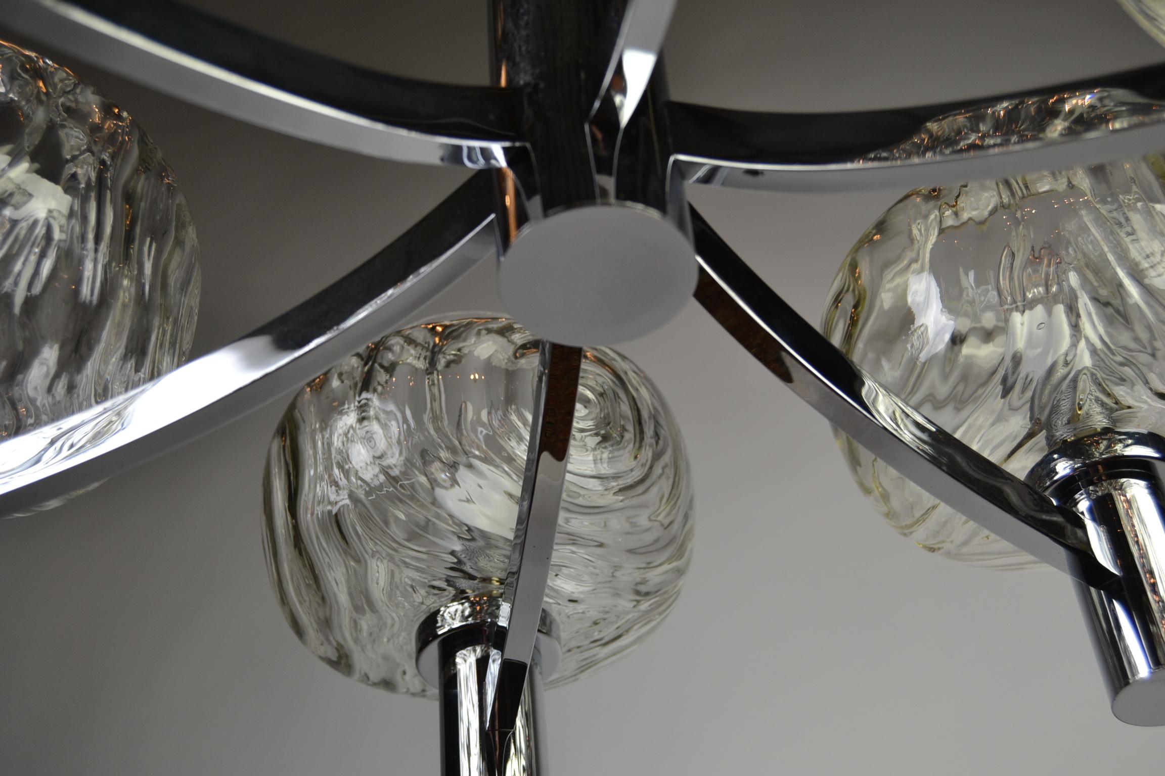 1960s Chrome and Glass Chandelier, Italy For Sale 2