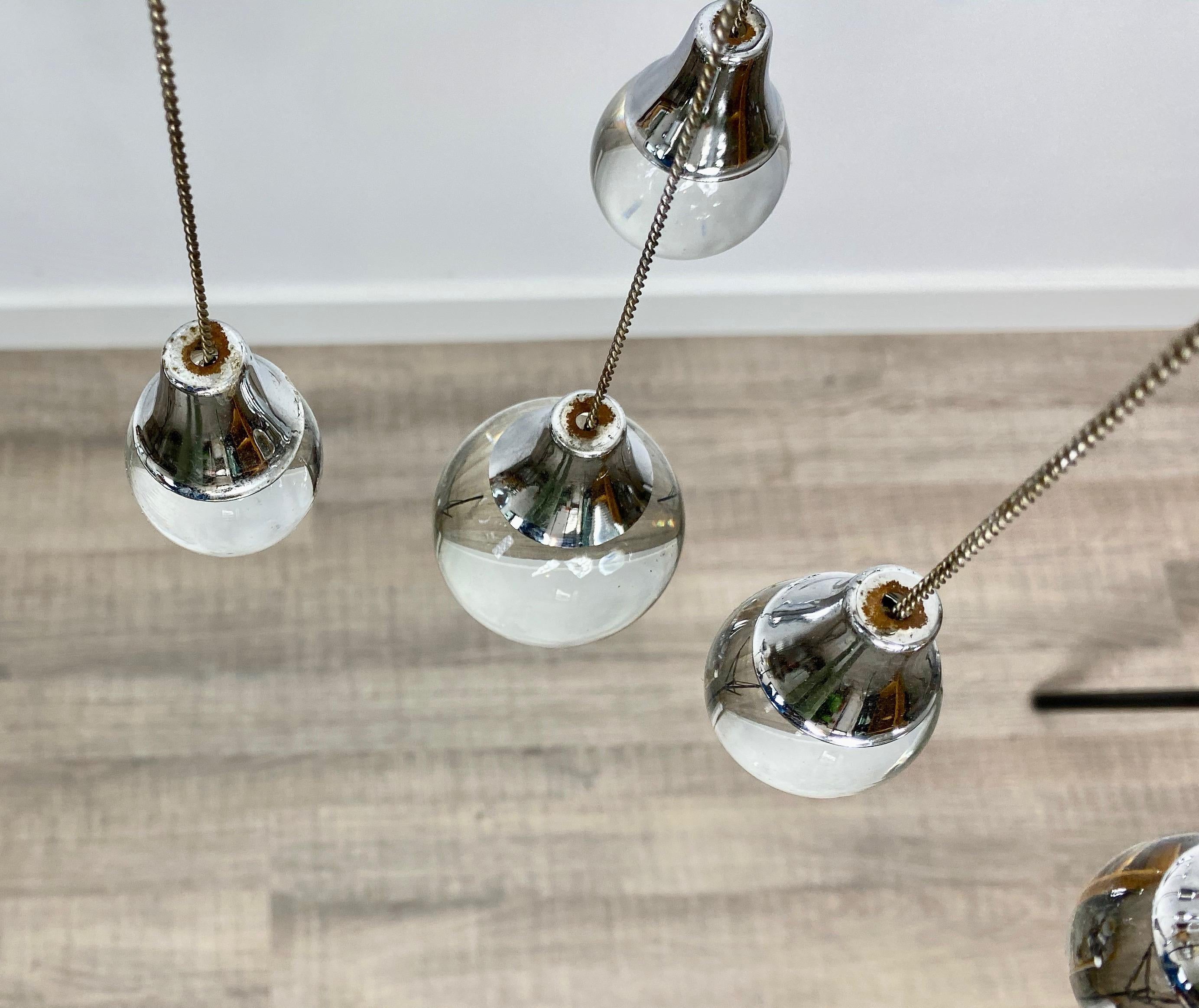 Chrome and Glass Chandelier Pendant by Gaetano Sciolari, Italy, 1960s For Sale 3