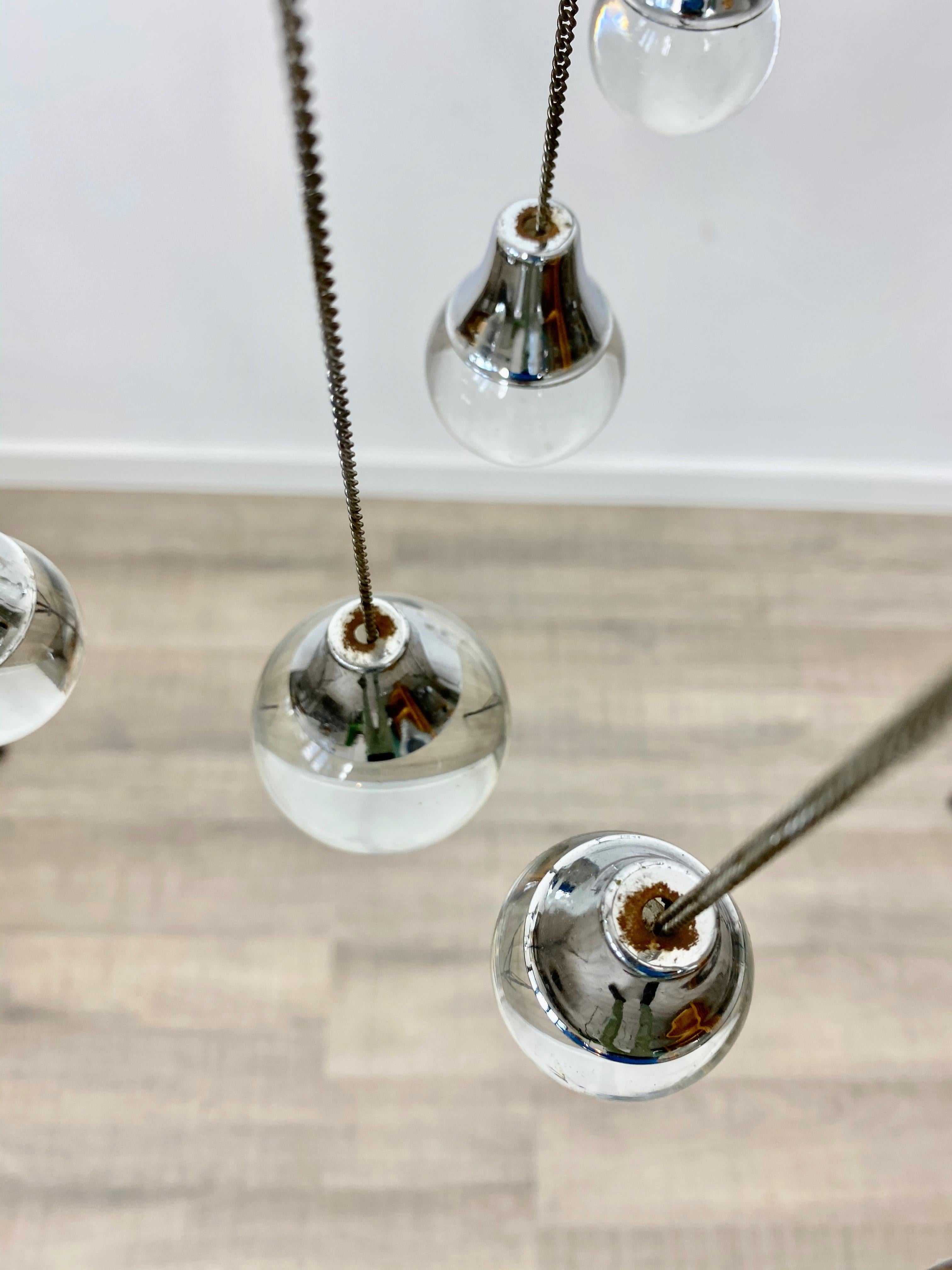 Chrome and Glass Chandelier Pendant by Gaetano Sciolari, Italy, 1960s For Sale 2