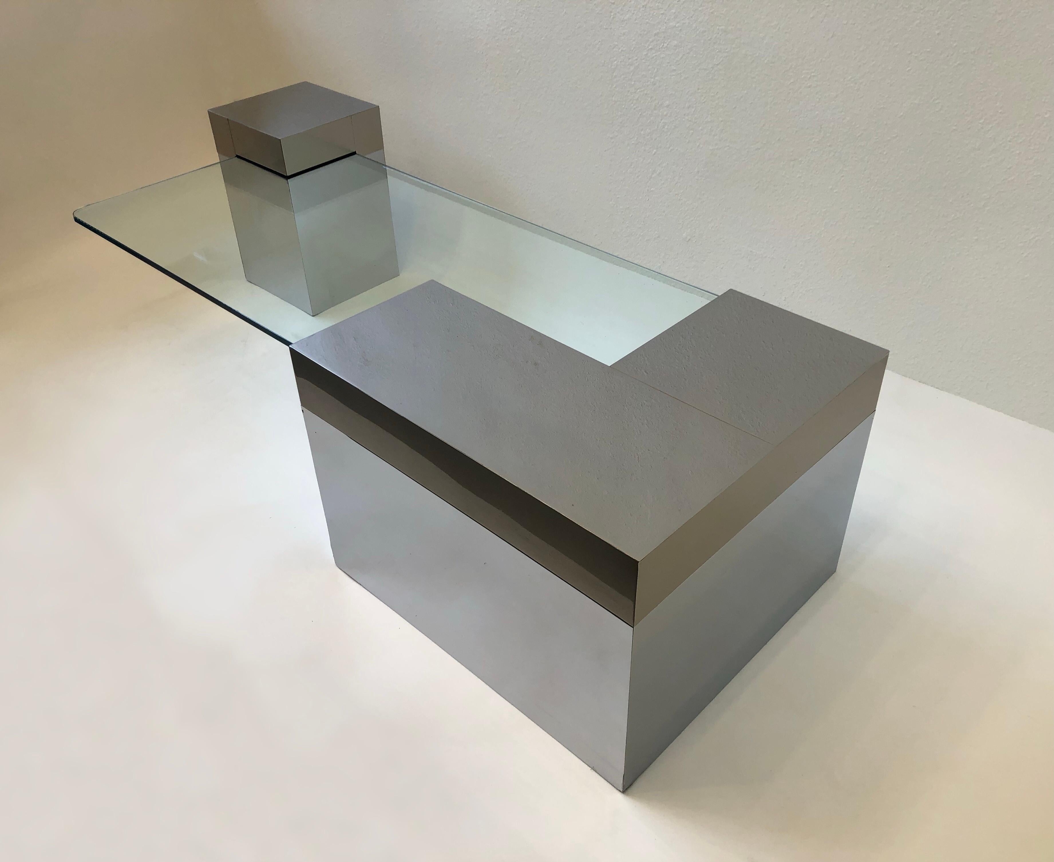 Chrome and Glass Cityscape Coffee Table by Paul Evans For Sale 2
