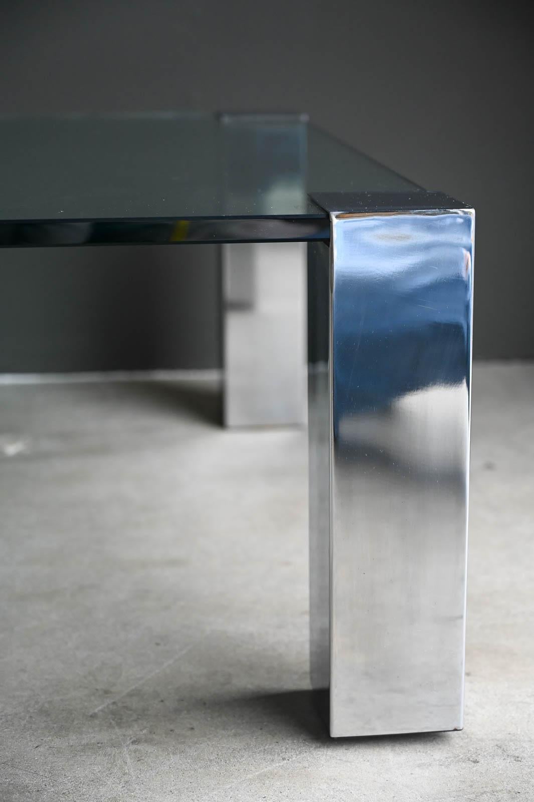 Chrome and Glass Coffee Table by Willy Rizzo for Cidue, Italy ca. 1970 For Sale 2