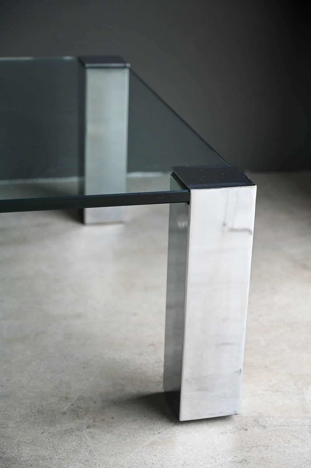 Italian Chrome and Glass Coffee Table by Willy Rizzo for Cidue, Italy ca. 1970 For Sale