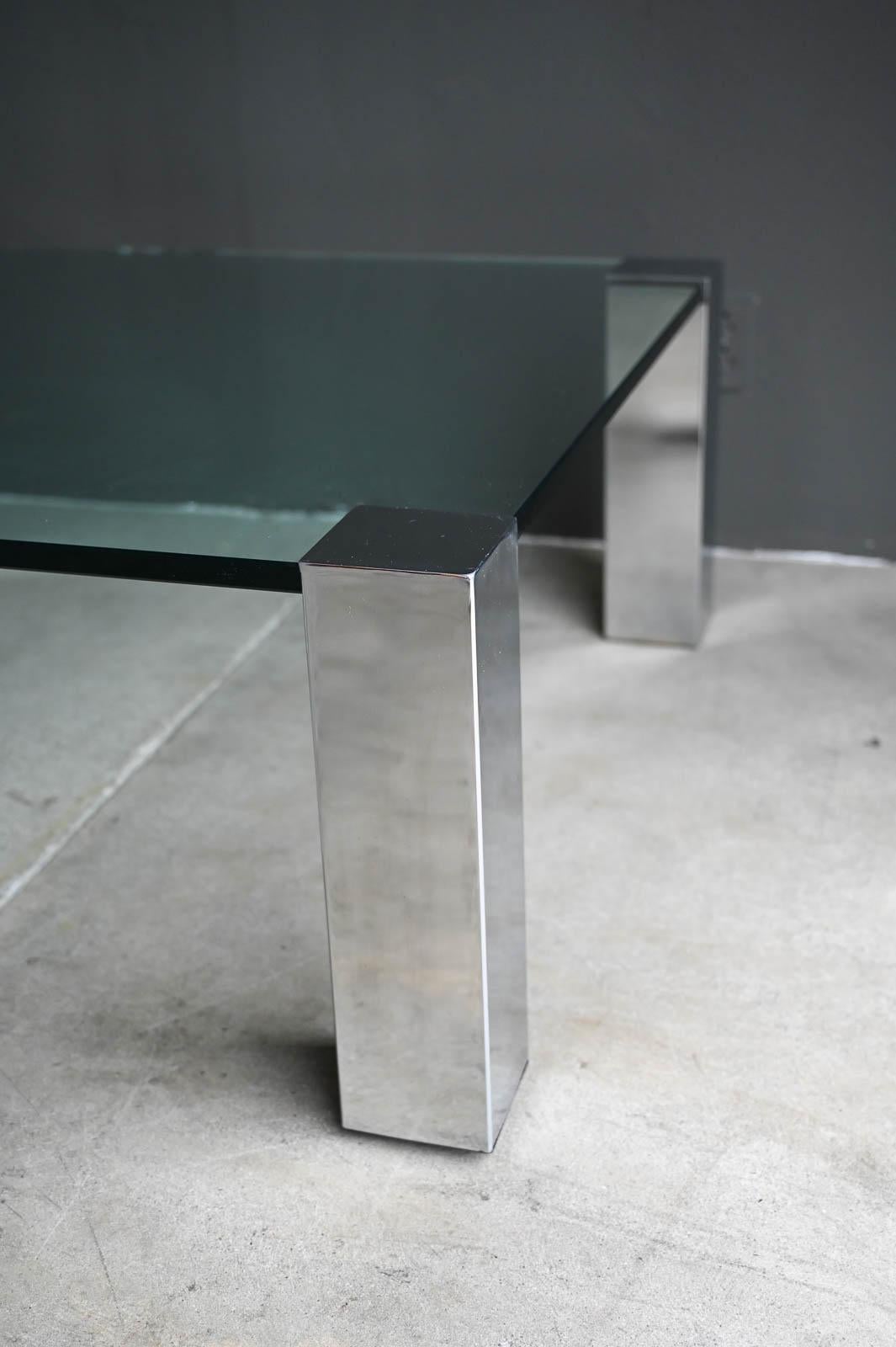 Chrome and Glass Coffee Table by Willy Rizzo for Cidue, Italy ca. 1970 For Sale 1