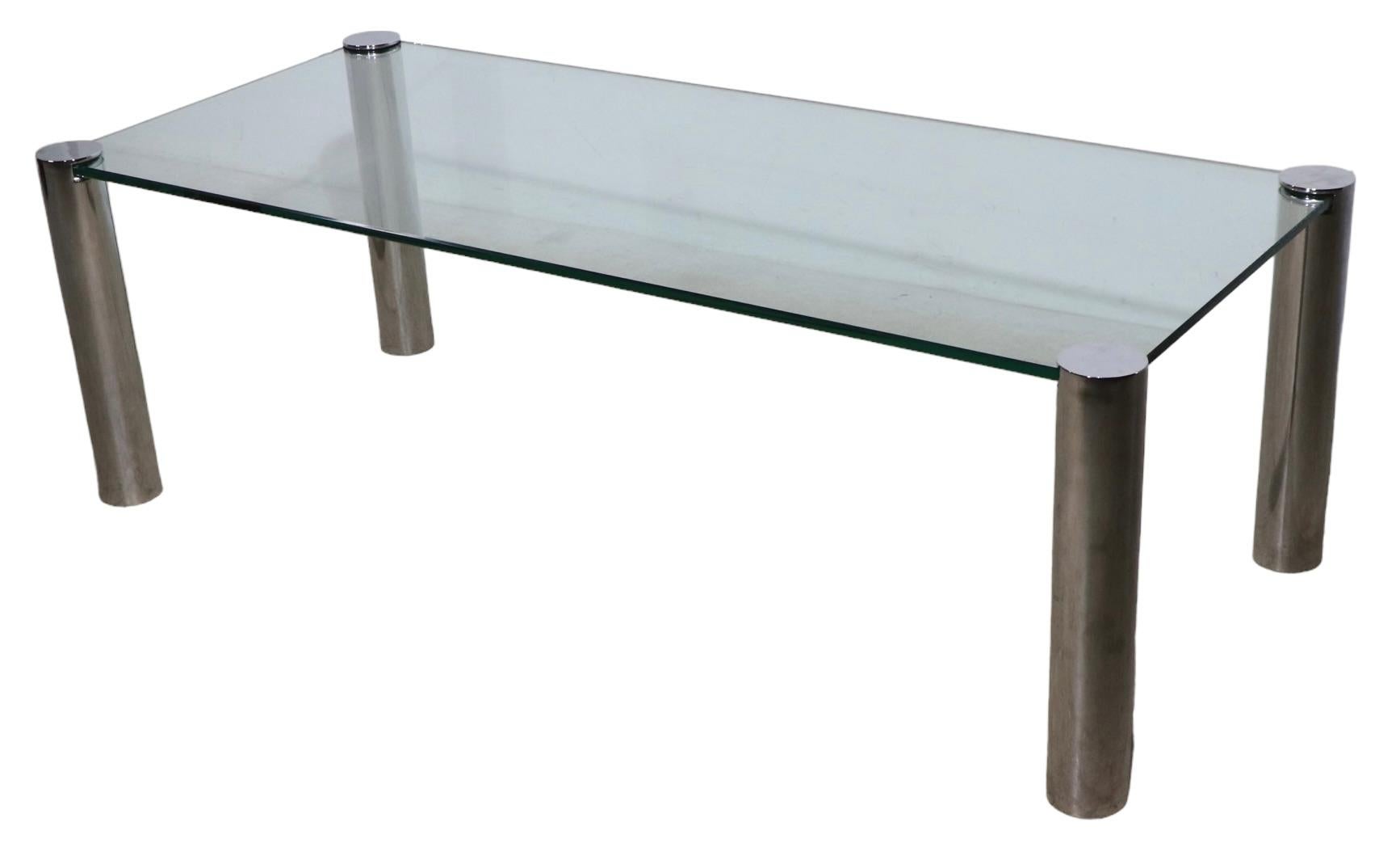 Chrome and Glass Coffee Table circa 1960, 1970's Att. to Marco Zanuso 7