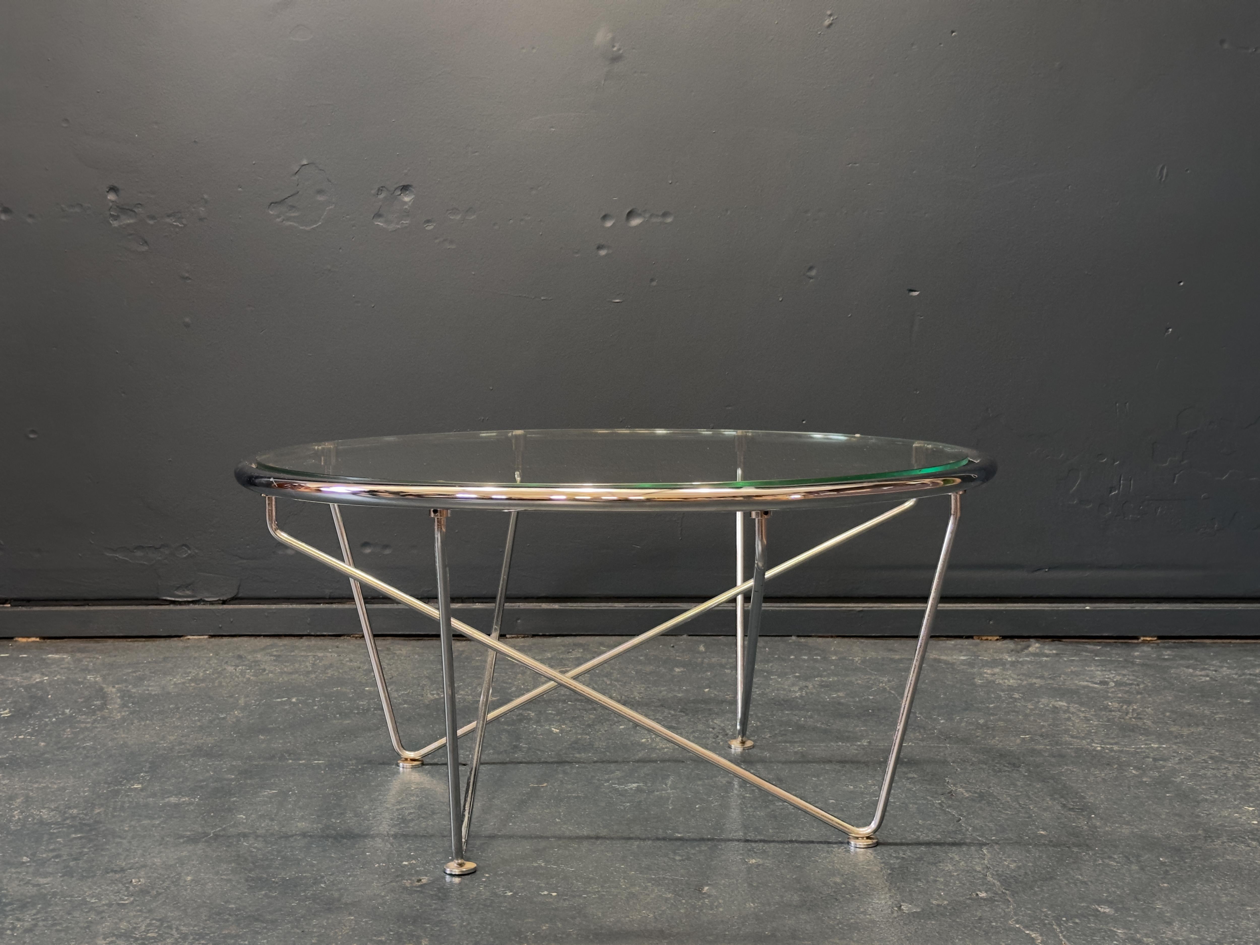 Mid-Century Modern Chrome and Glass Coffee Table For Sale
