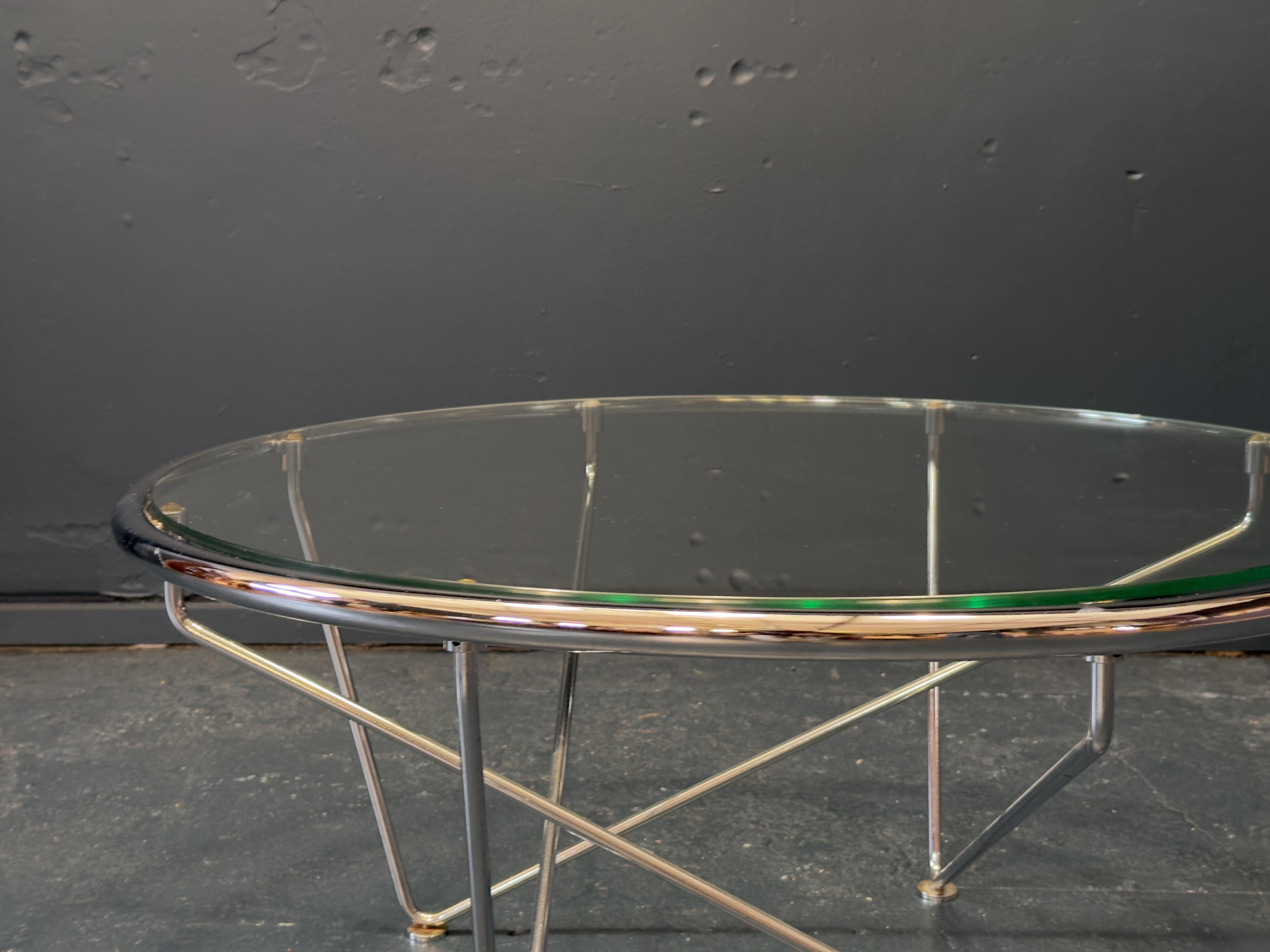 Danish Chrome and Glass Coffee Table For Sale