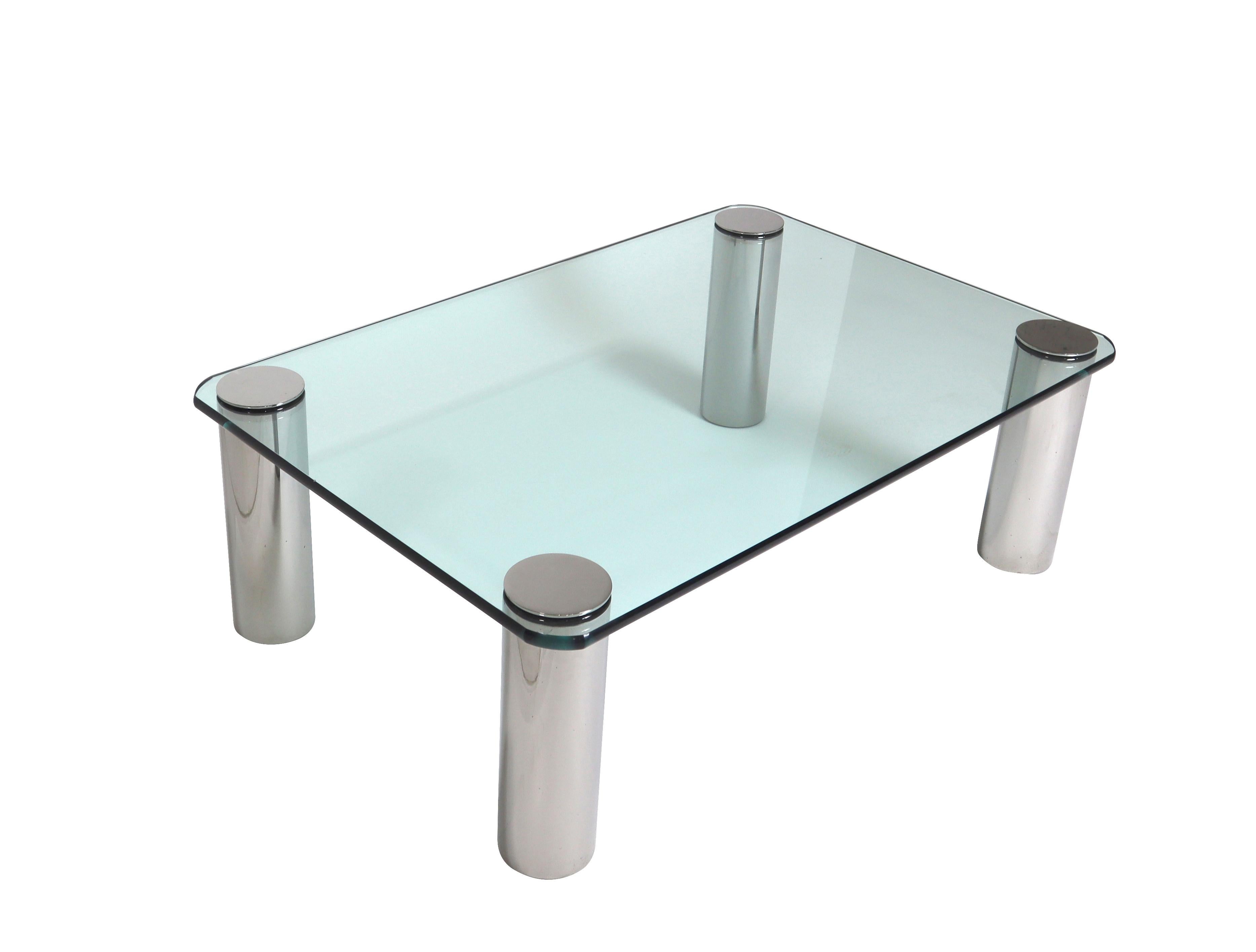 Mid-Century Modern Chrome and Glass Coffee Table, Leon Rosen for Pace